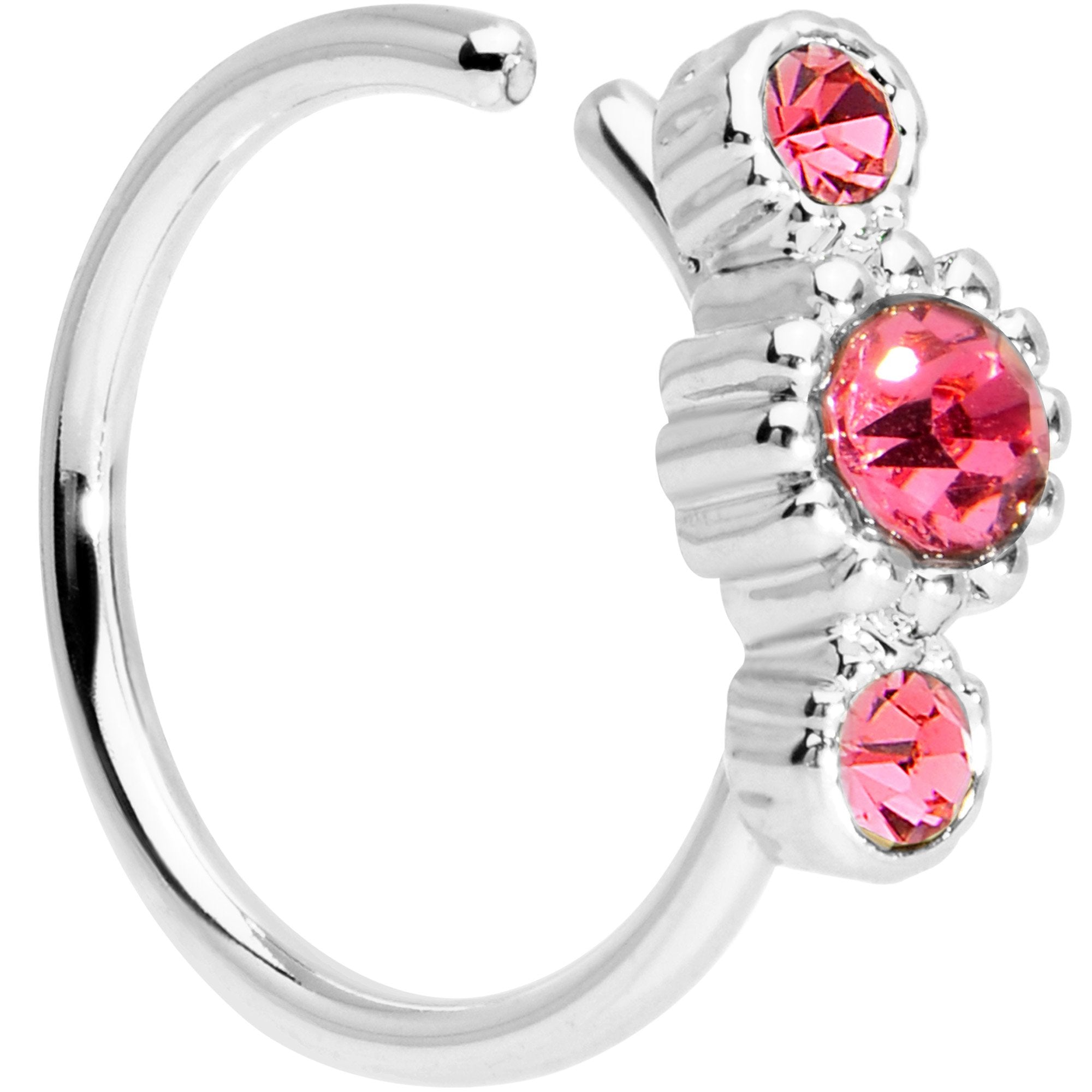 20G 5/16 Pink CZ Fashion Fusion Seamless Circular Ring