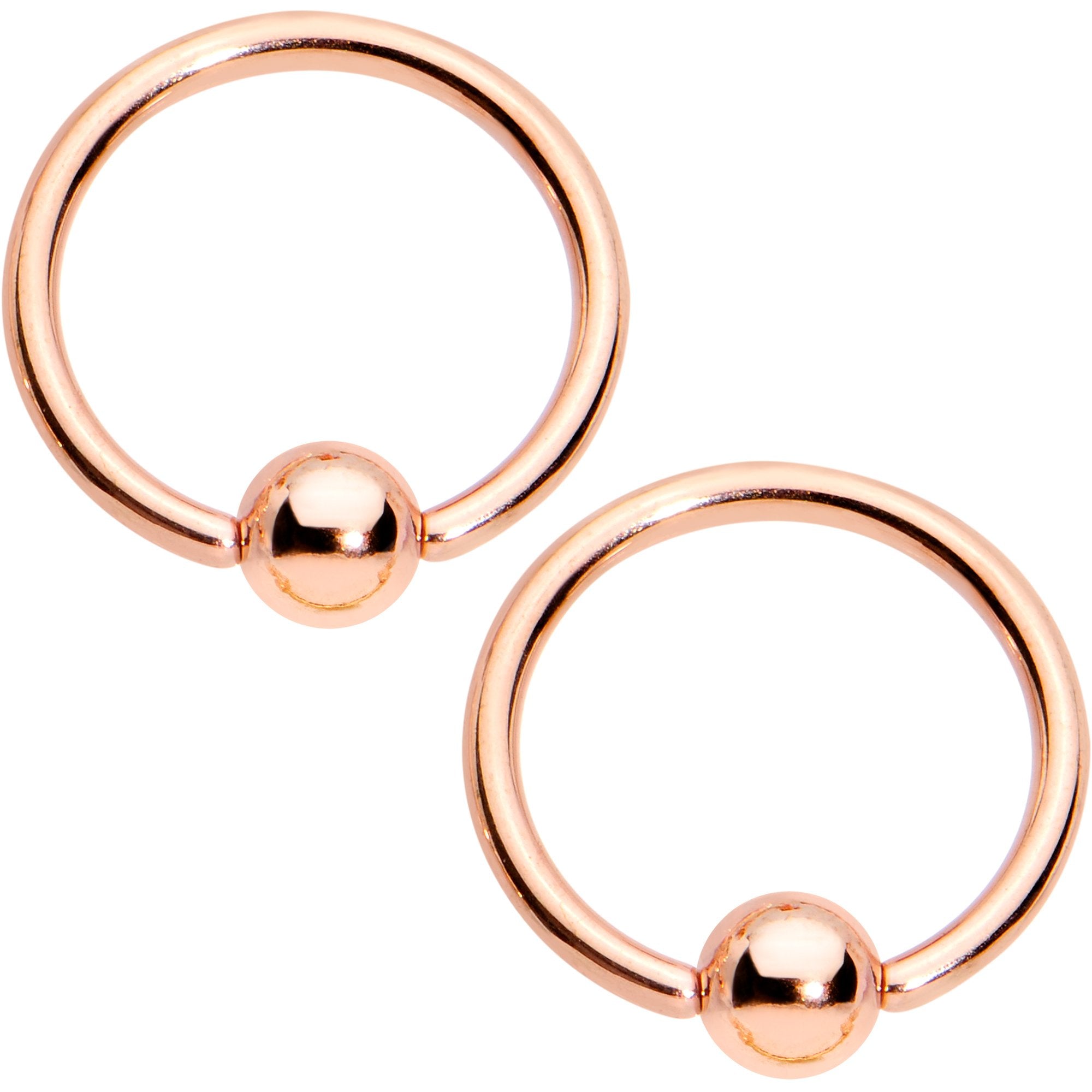 14G Clear CZ Gem Star Rose Gold Tone BCR Barbell Nipple Ring Set