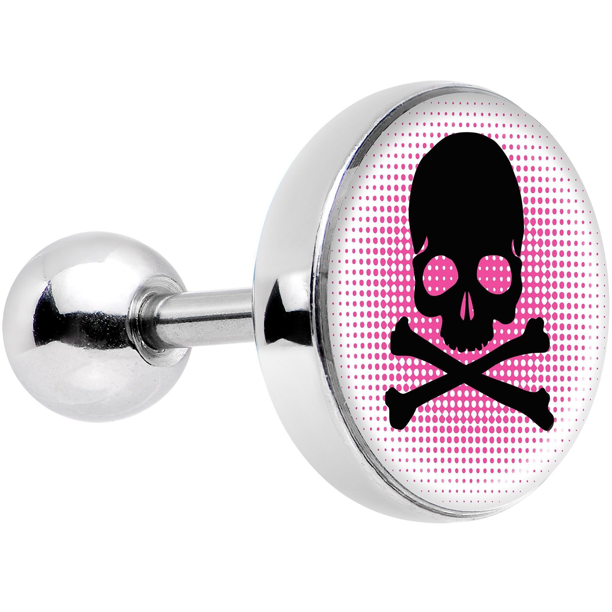 16G 1/4 Pink Black Skull Tragus Cartilage Earring