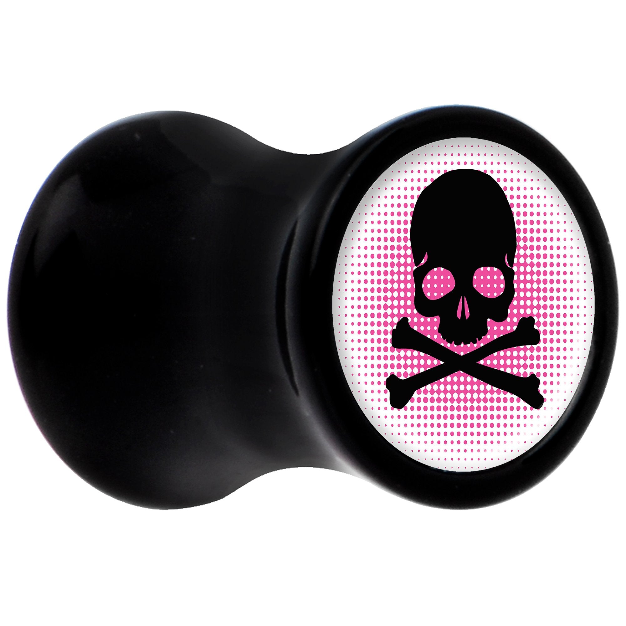 Black Acrylic Pink Black Skull Saddle Plug Set 2G
