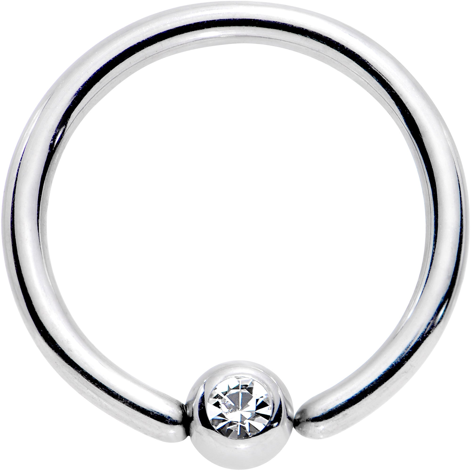18G 3/8 Clear CZ Gem Steel 3mm Ball BCR Captive Ring