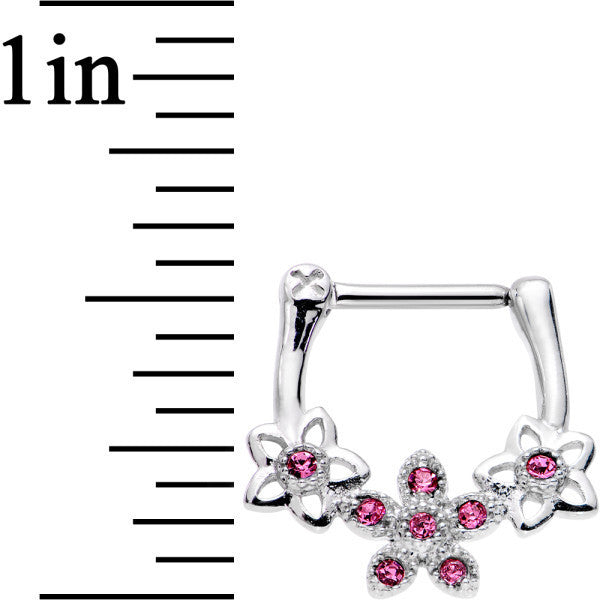 16G 5/16 Pink Gem Field of Flowers Septum Clicker