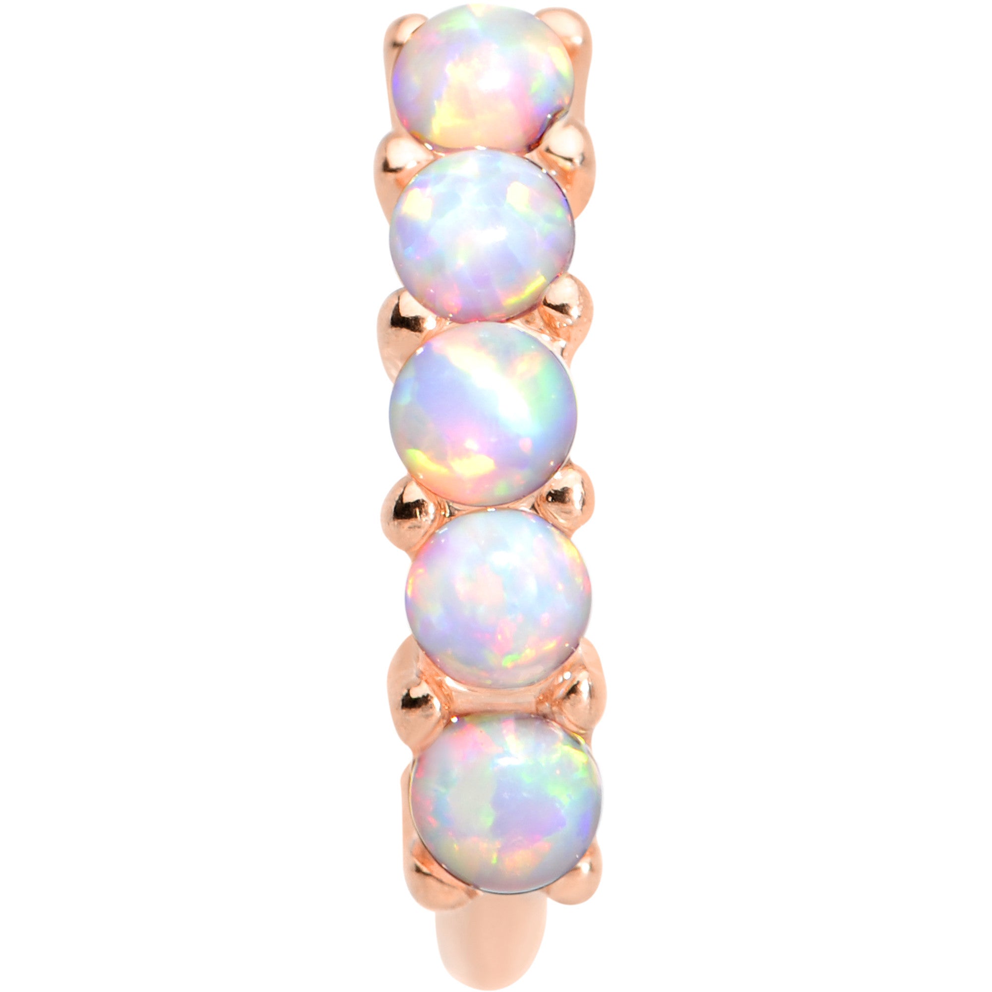 16G White Synthetic Opal Rose Gold IP Annealed Circular Ring