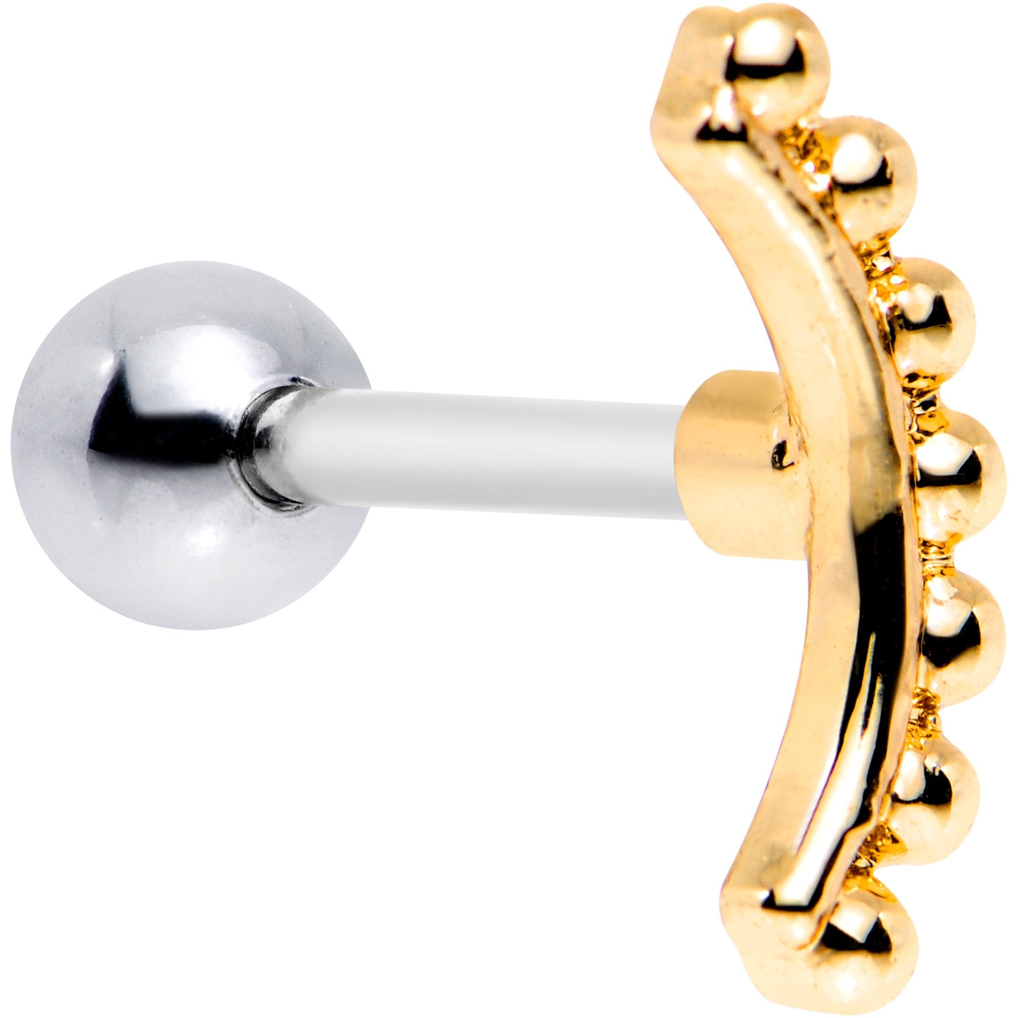 16G 1/4 Gold Tone Crescent Arc Cartilage Tragus Earring