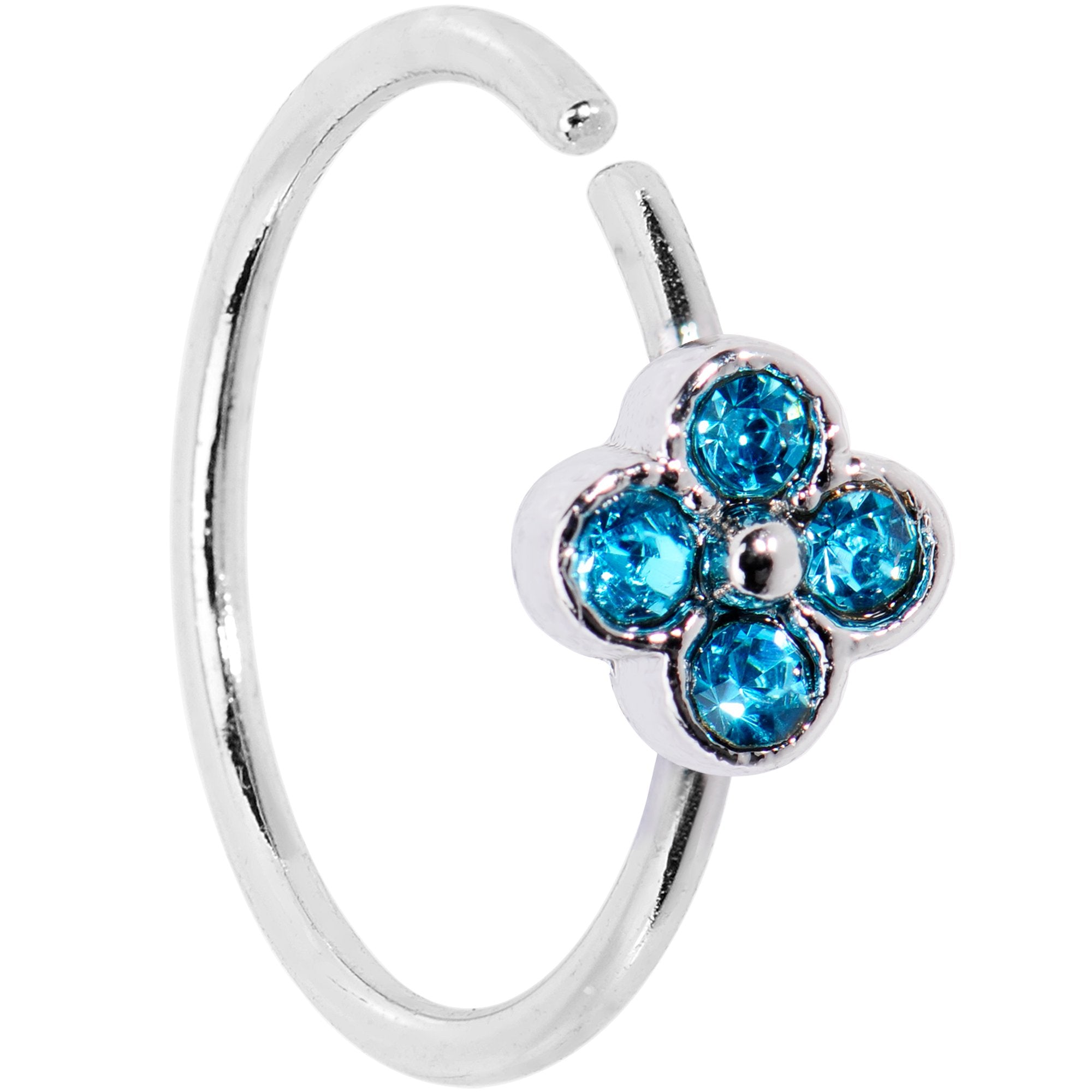 20G 3/8 Blue Gem Star Flower Seamless Circular Ring