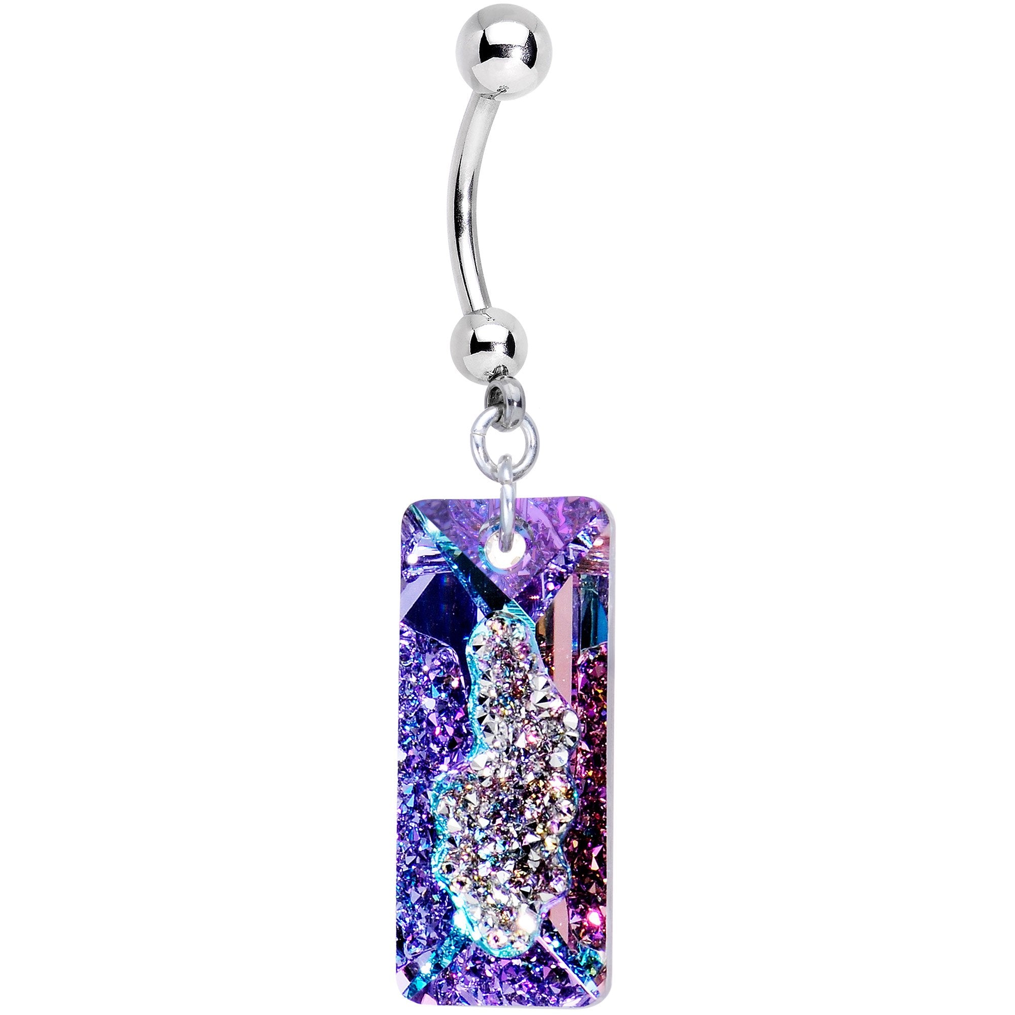 Vitrail Druzy Belly Ring Created with Crystals