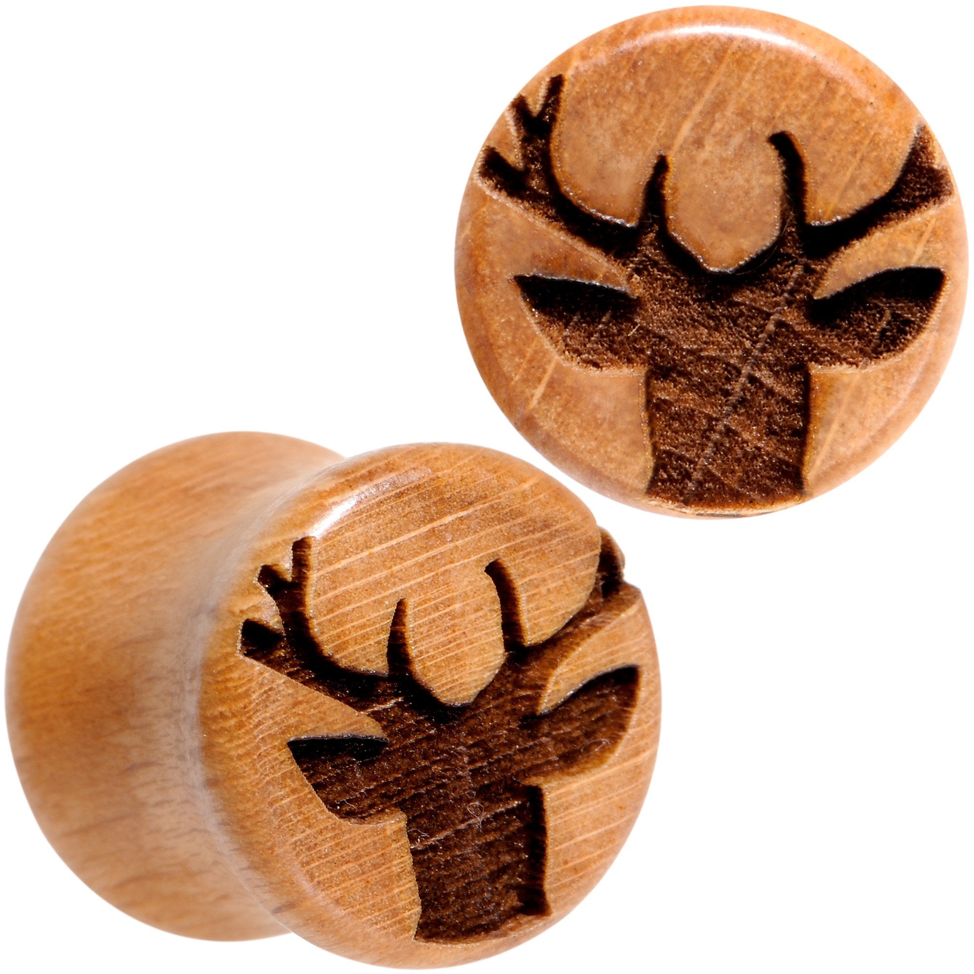 Organic Beechwood Holiday Antler Deer Saddle Plug Set Sizes 8mm to 25mm