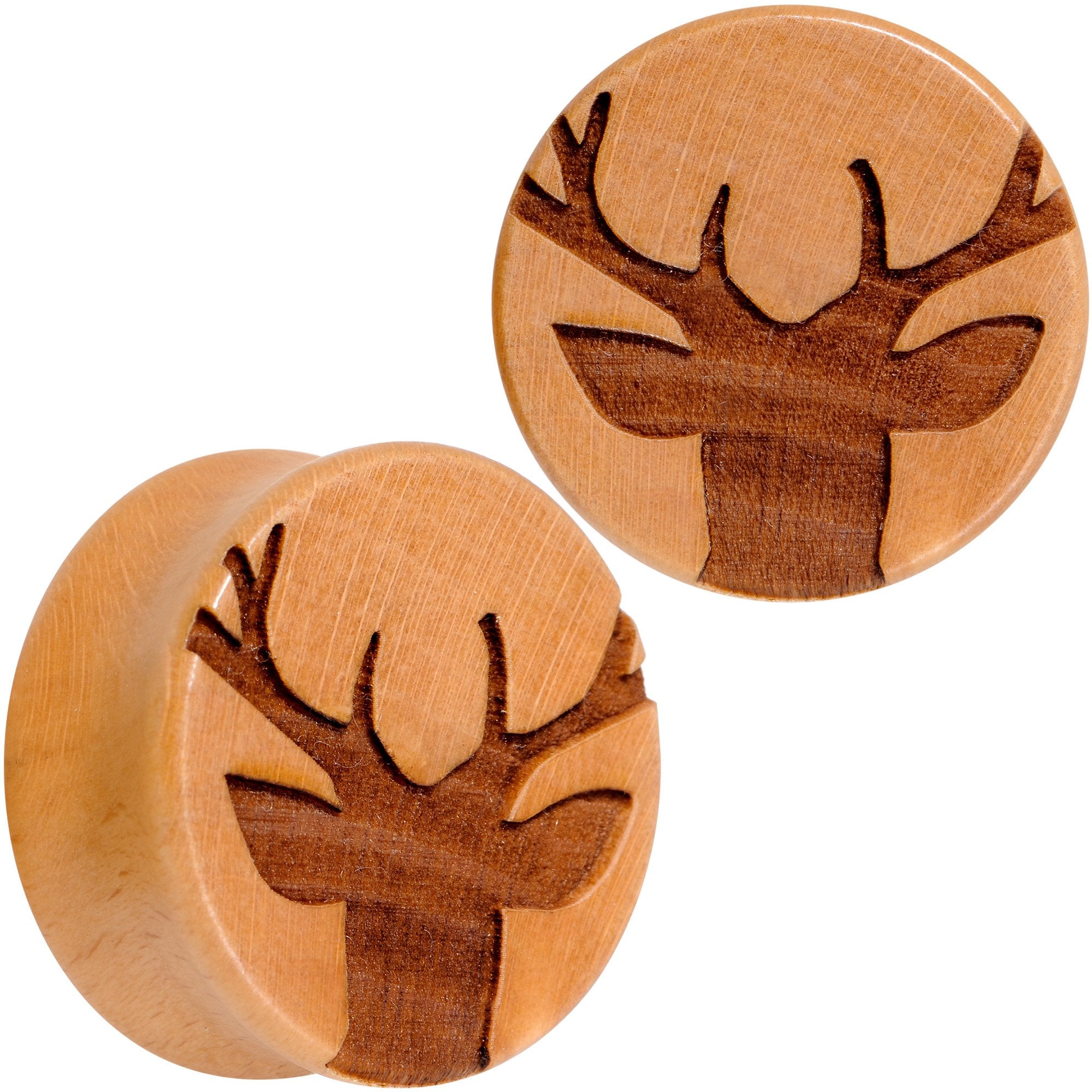 Organic Beechwood Holiday Antler Deer Saddle Plug Set Sizes 8mm to 25mm