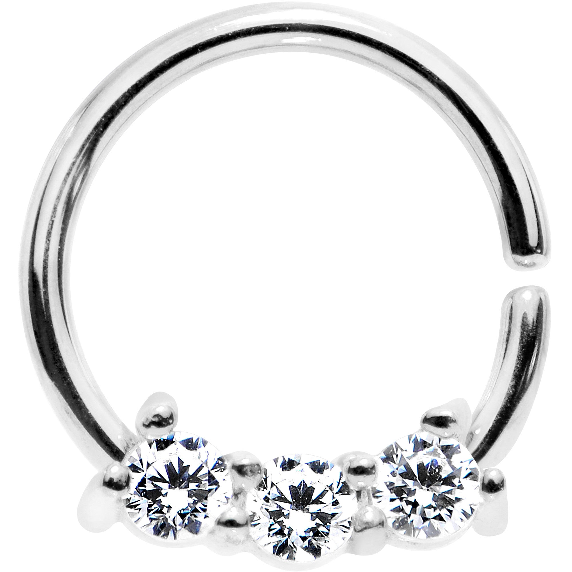 18G 5/16 Clear Cubic Zirconia Stainless Steel Circular Ring