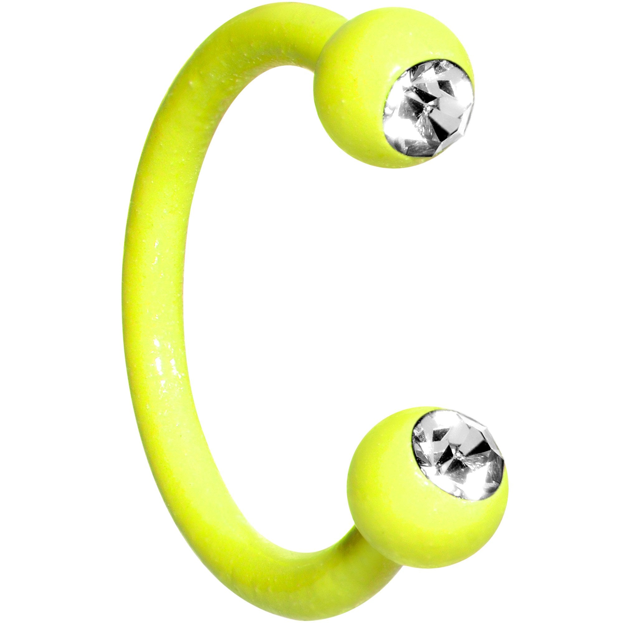 16G Clear Gem Yellow Glow in the Dark Horseshoe Circular Barbell