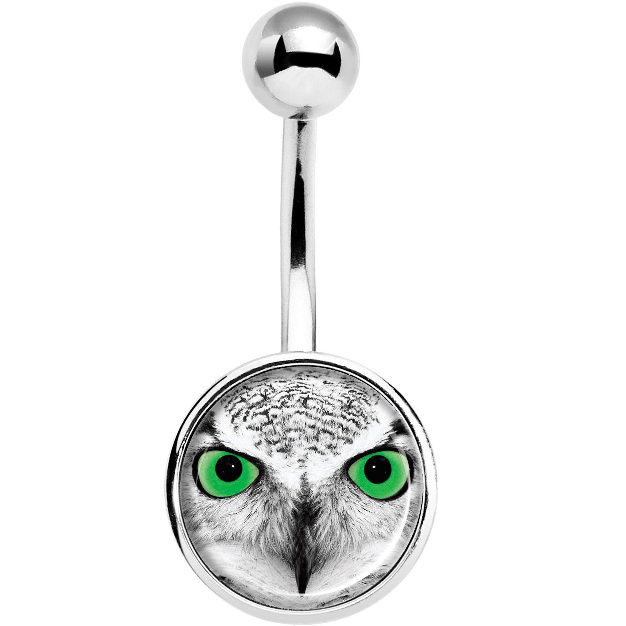 Black White Owl Stainless Steel Belly Ring lightweight comfortable