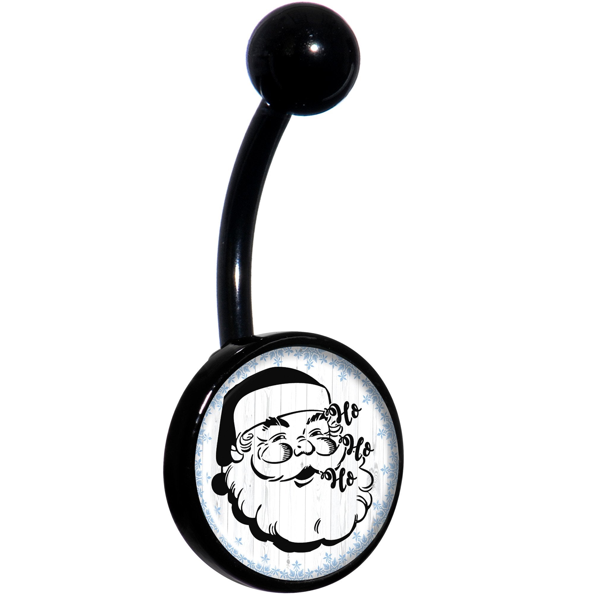 Christmas Retro Santa Ho Ho Ho Black Hypoallergenic Stainless Steel Belly Ring
