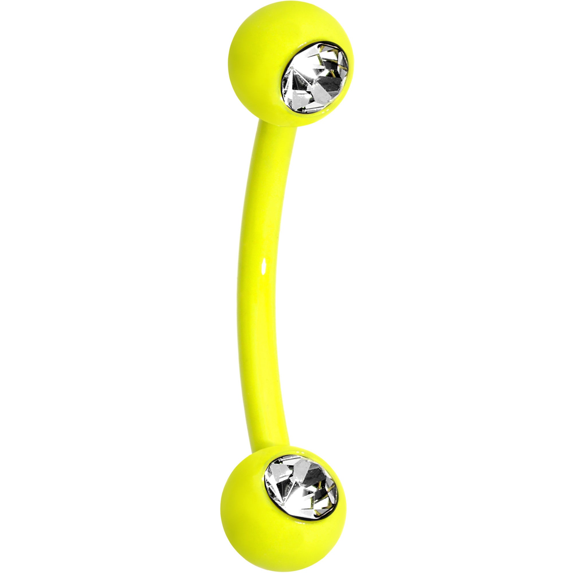 3/8 Clear Gem Yellow Acrylic Over Steel Curved Eyebrow Piercing