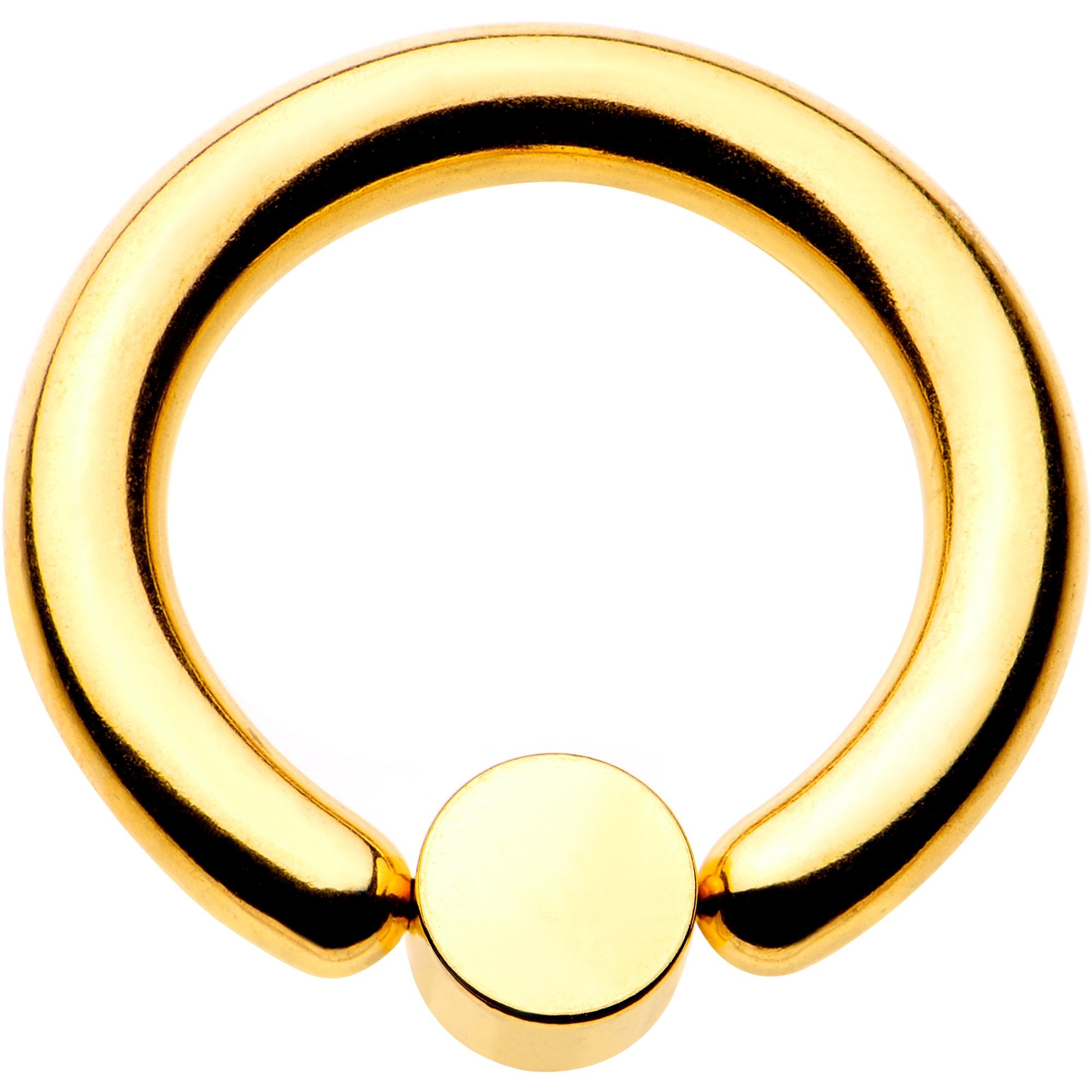 8G 1/2 Clear Gem 5mm Disc Gold IP BCR Captive Ring