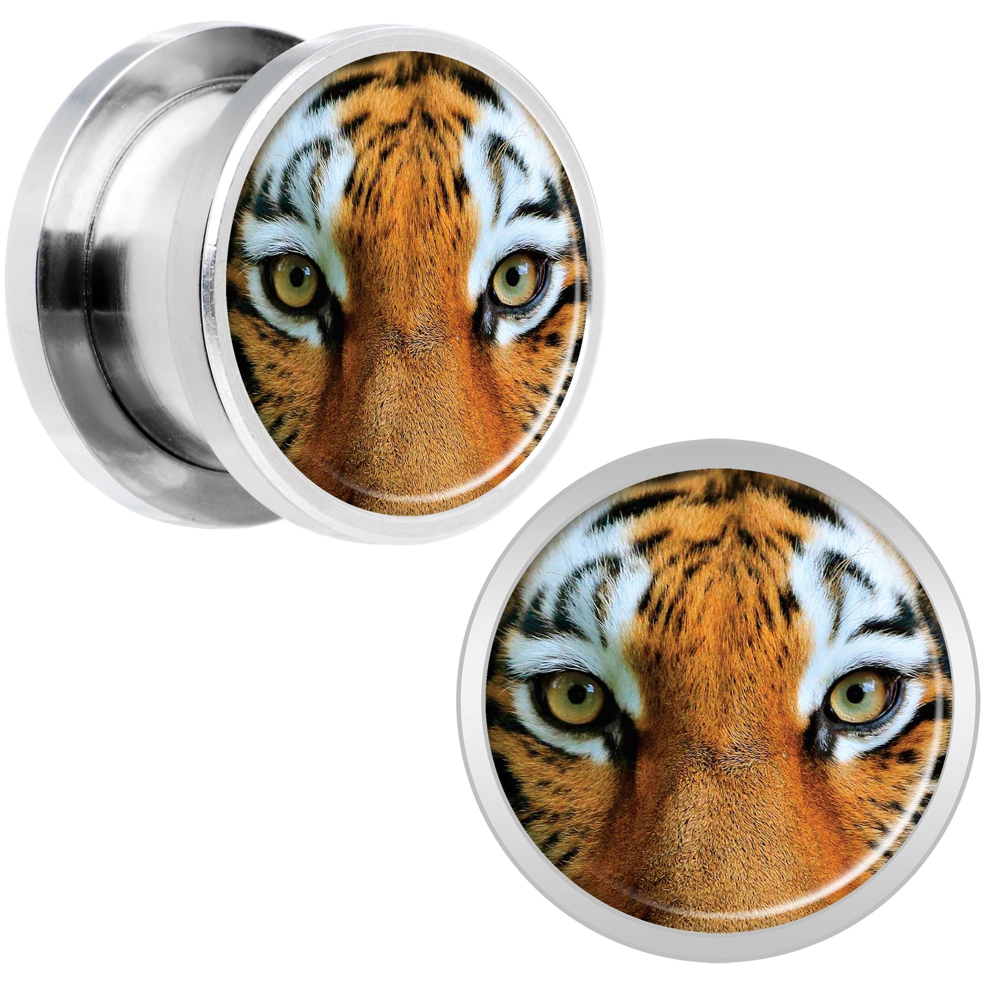 Full Color Tiger Eyes Steel Screw Fit Plug Set 1/2