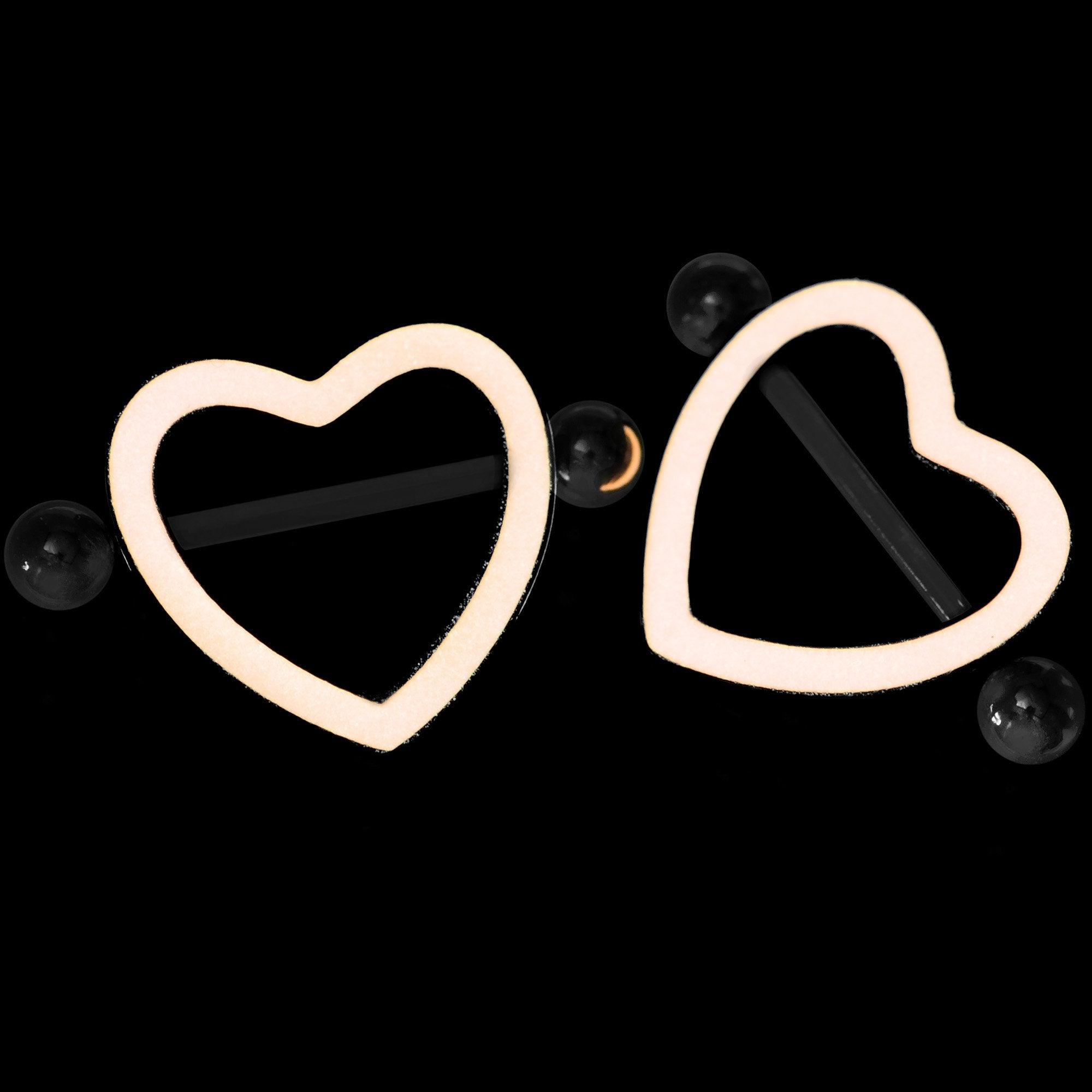 3/4 Pink Glow in the Dark Valentine Heart Nipple Shield Set