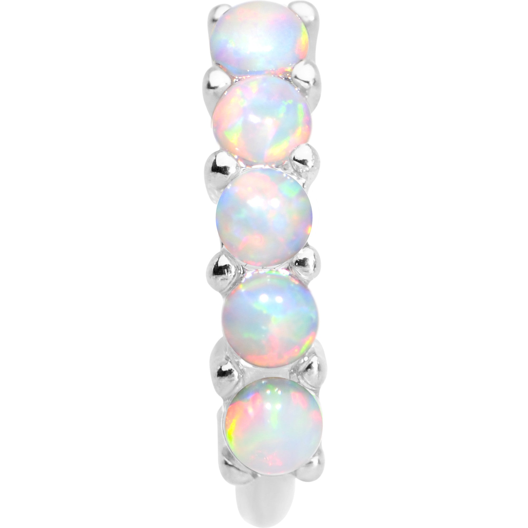 16G White Synthetic Opal Annealed Circular Ring