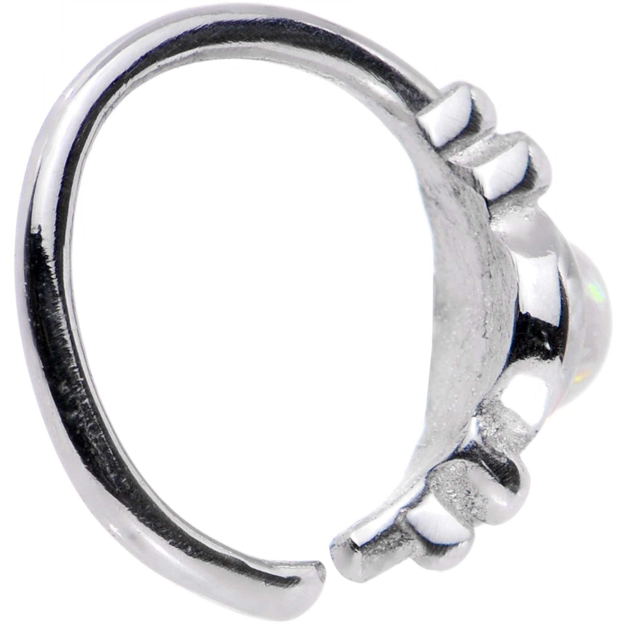 18G 5/16 White Synthetic Opal Seamless Circular Ring