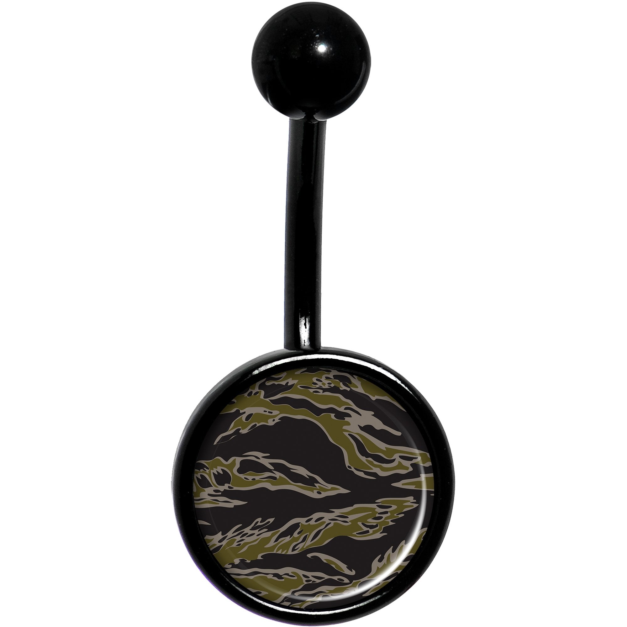 Tiger Camo Print Black Stainless Steel Belly Ring lightweight comfortable