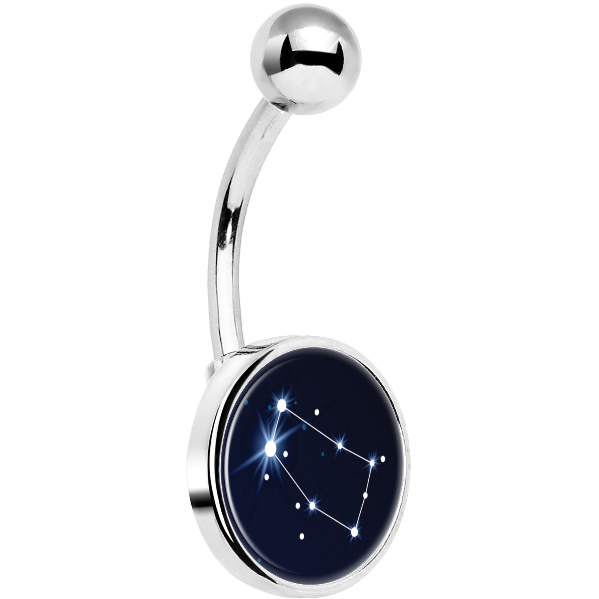 Zodiac Constellation Gemini Hypoallergenic Stainless Steel Belly Ring