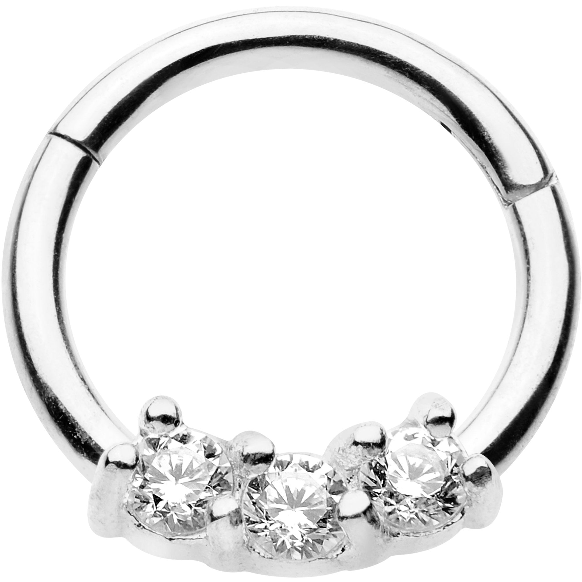 16G 5/16 Clear Gem Hinged Segment Ring Circular Barbell