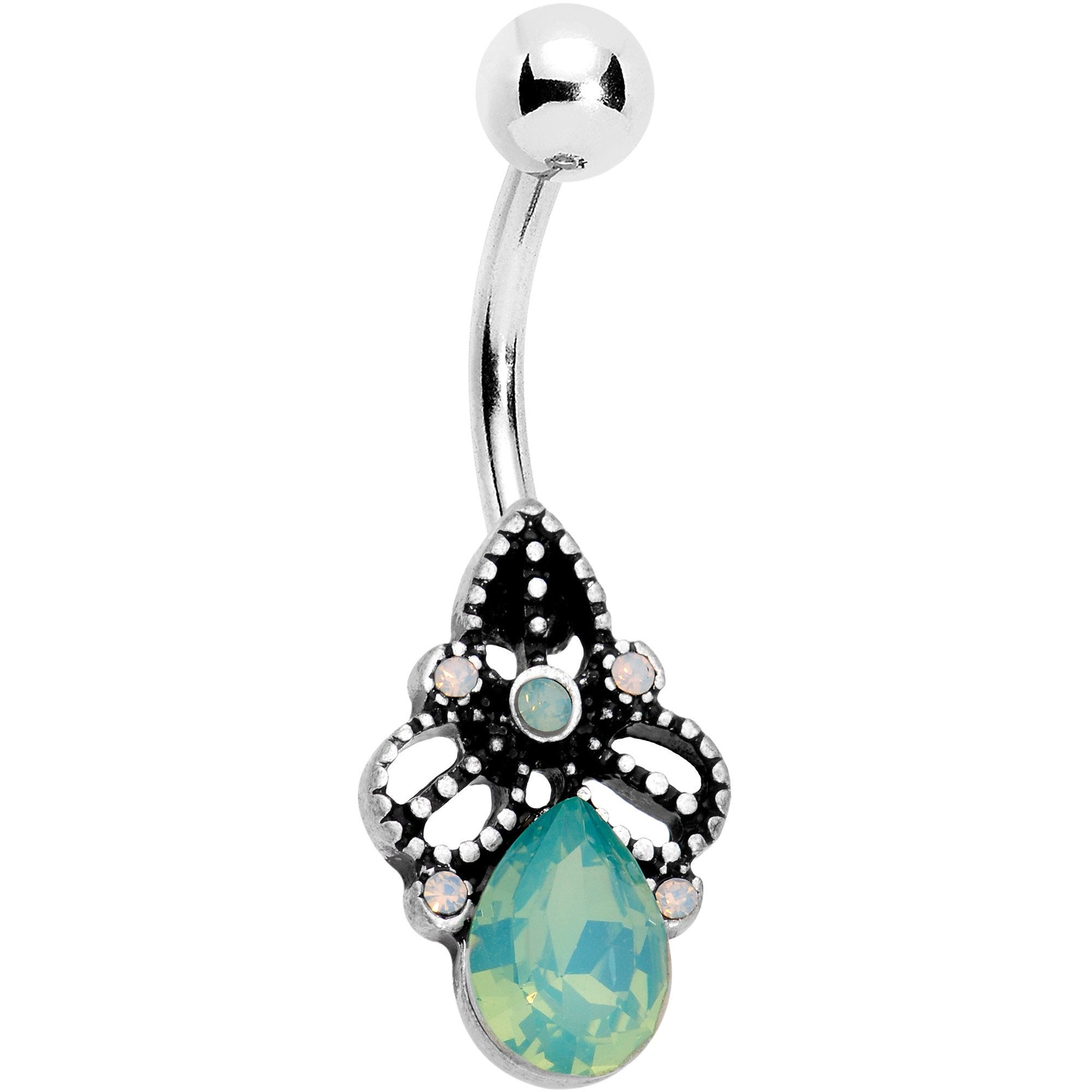 Green Gem Artsy Deco Belly Ring