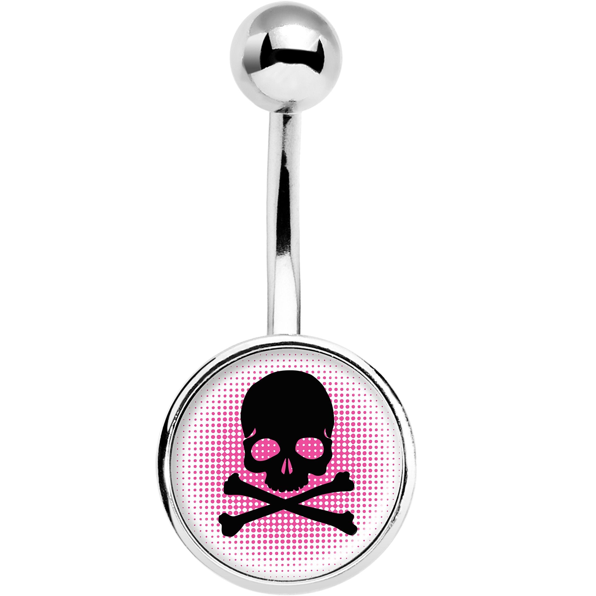 Pink Black Skull Stainless Steel Belly Ring lightweight comfortable