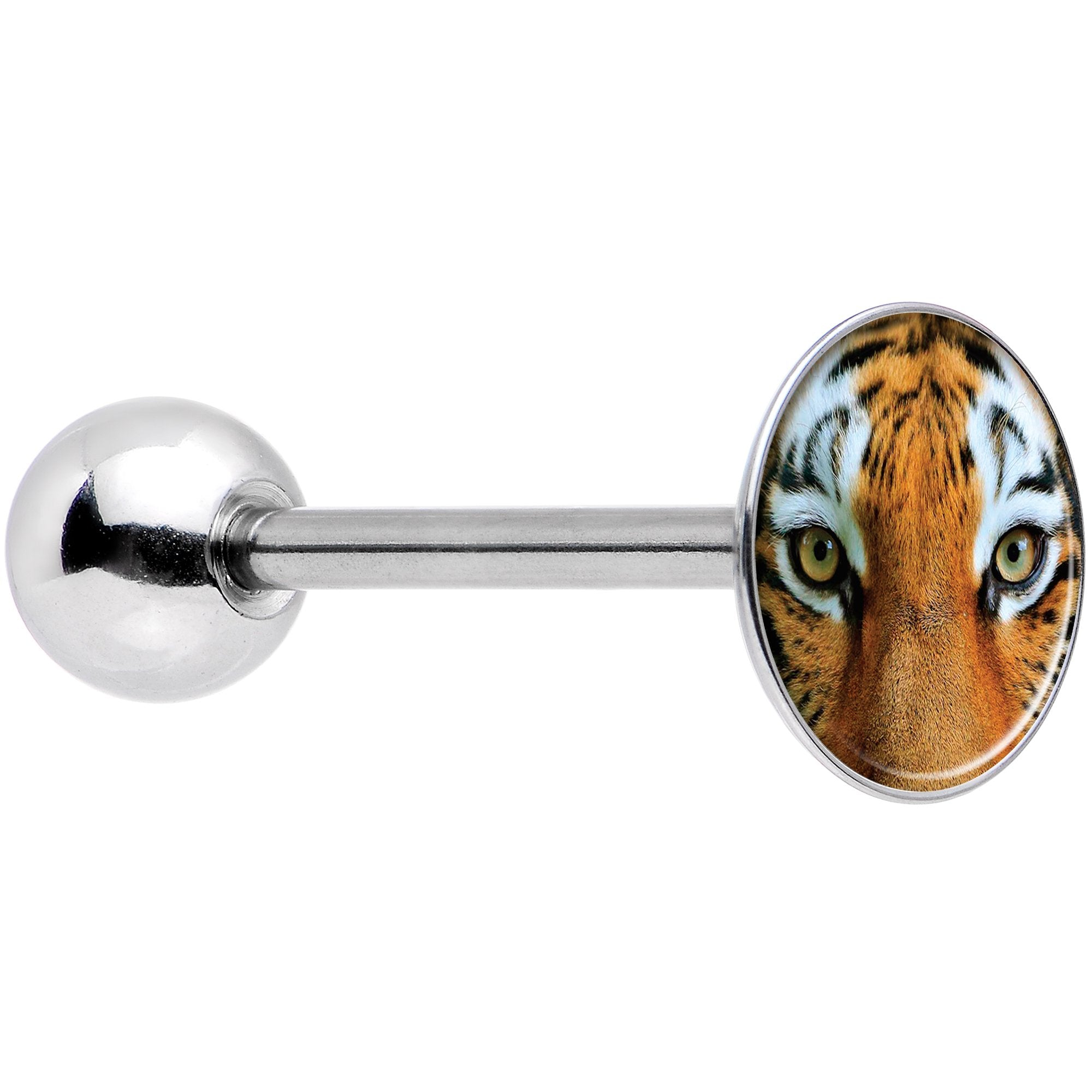 Full Color Tiger Eyes Barbell Tongue Ring