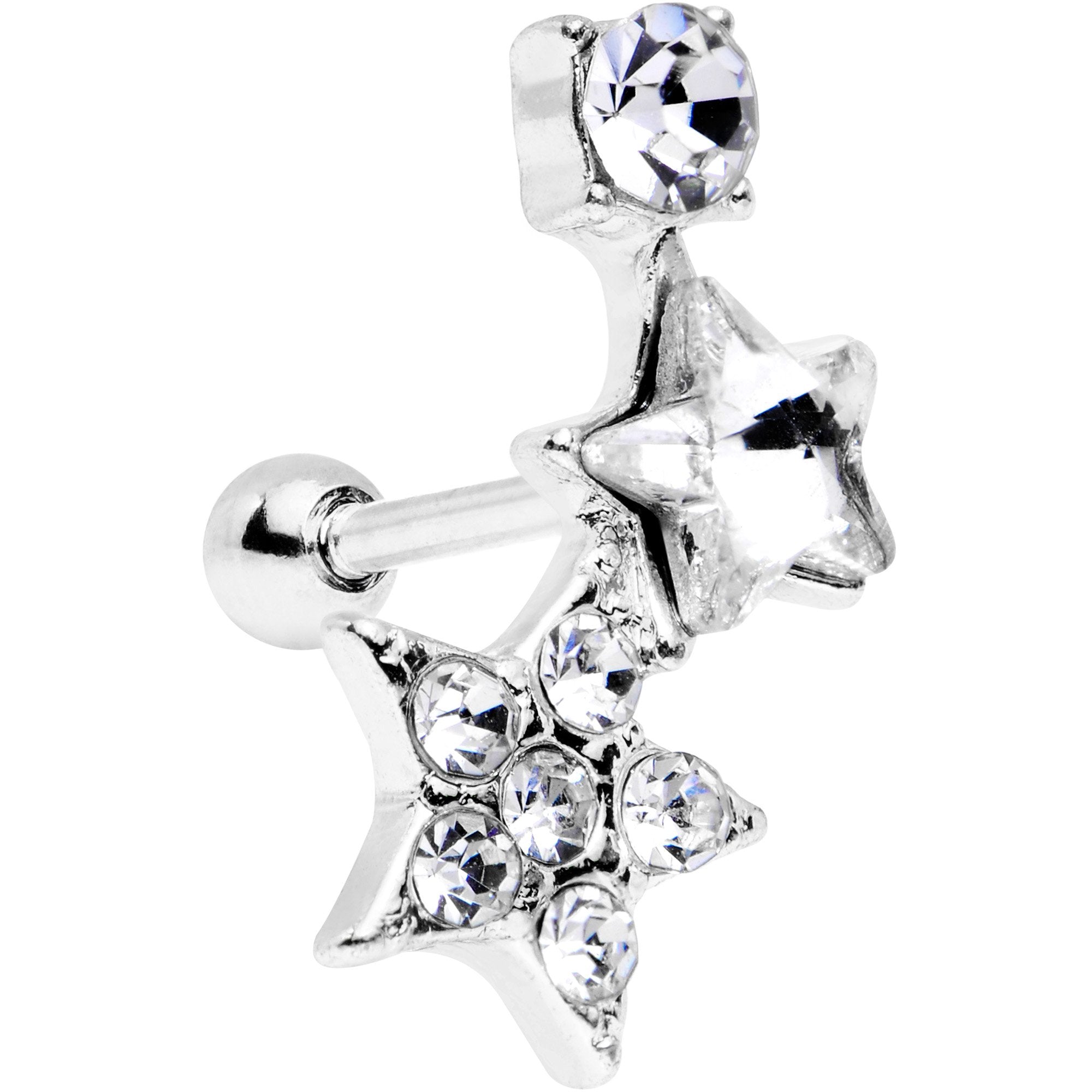 18G 1/4 Clear Gem Star Cartilage Tragus Earring
