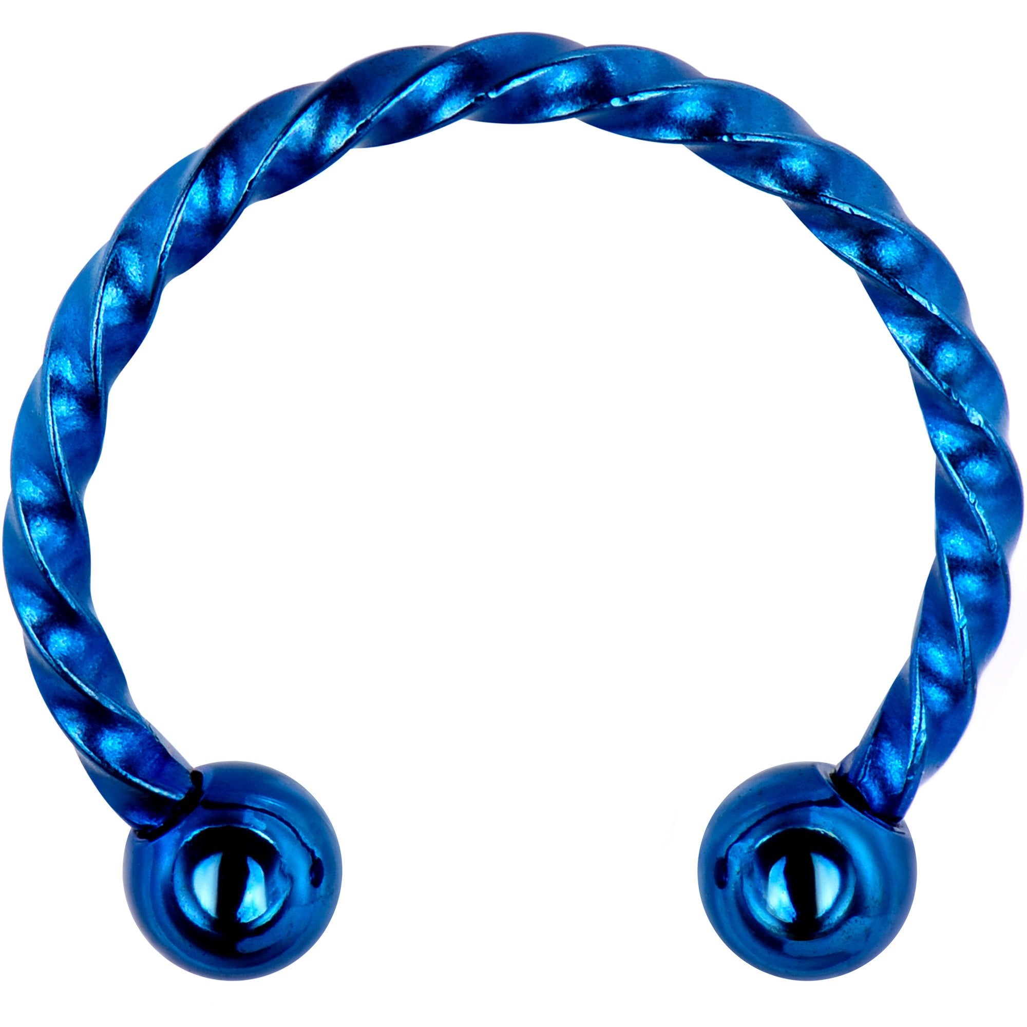 16G 1/2 Blue Seriously Twisted Horseshoe Circular Barbell