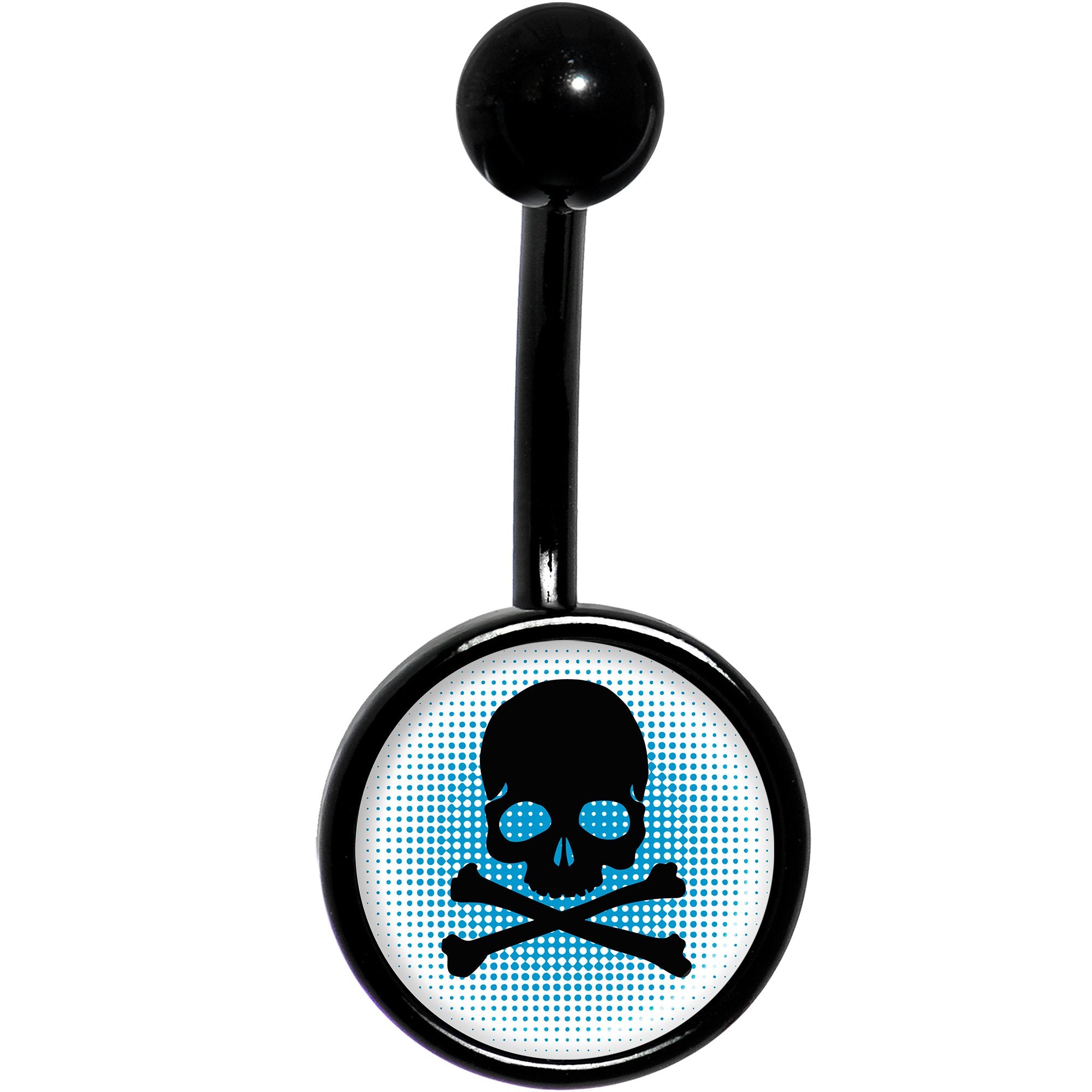Blue Black Skull Black Stainless Steel Belly Ring lightweight comfortable