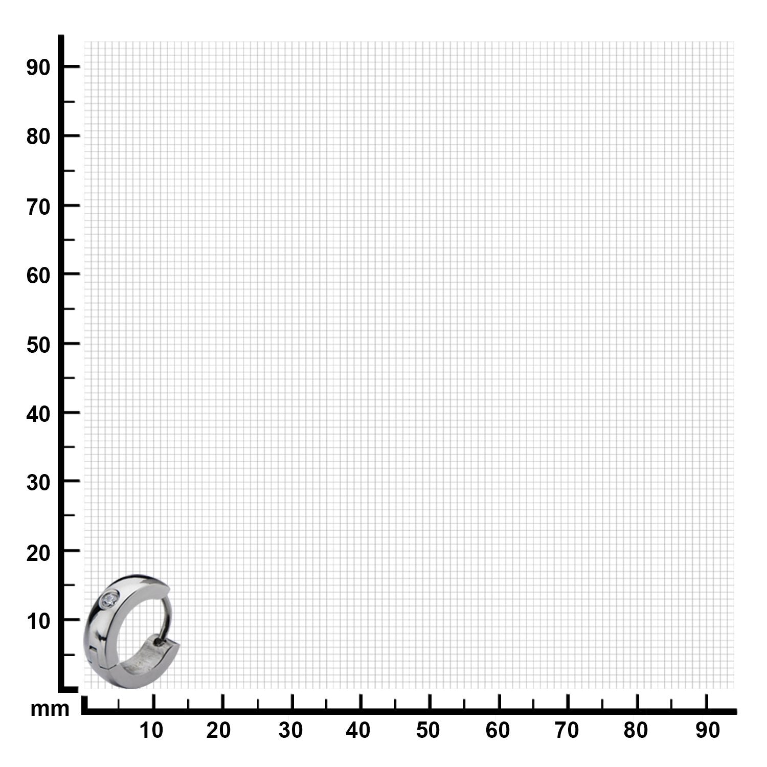 Unisex Stainless Steel Hinged Huggy Hoop Clear Gem Earrings