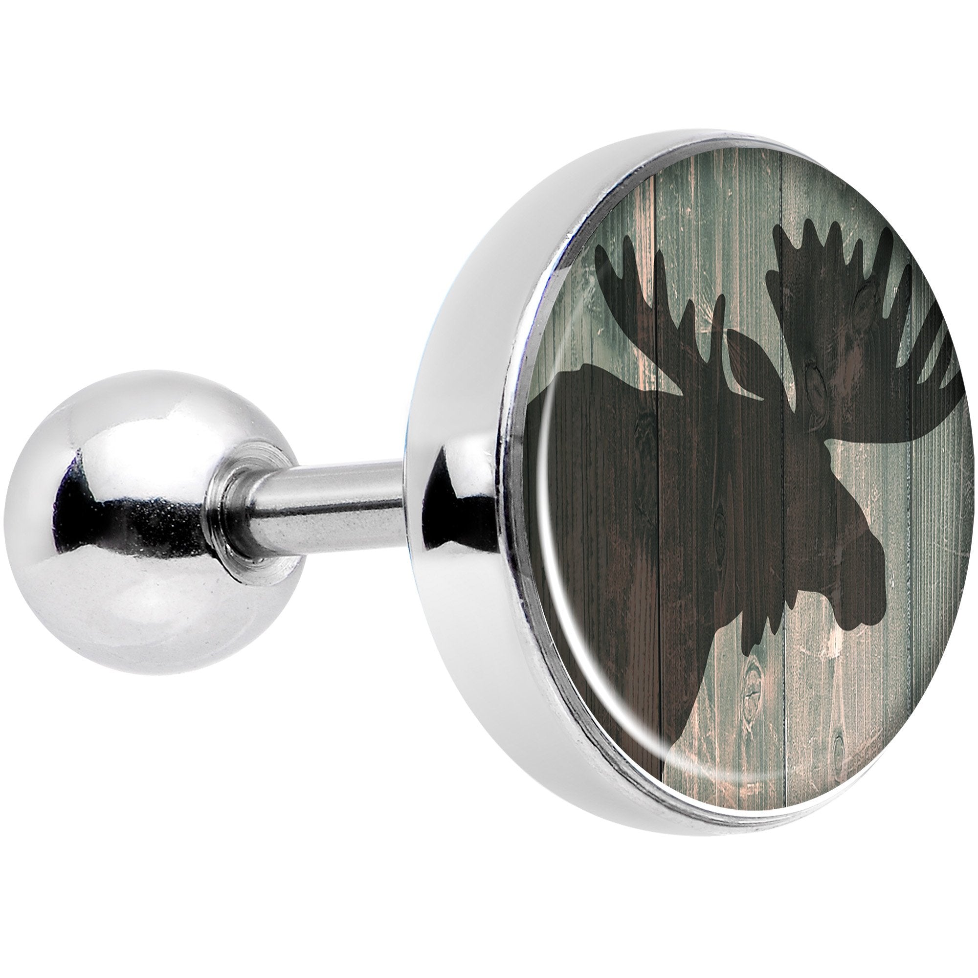 16G 1/4 Holiday Rustic Wood Moose Tragus Cartilage Earring