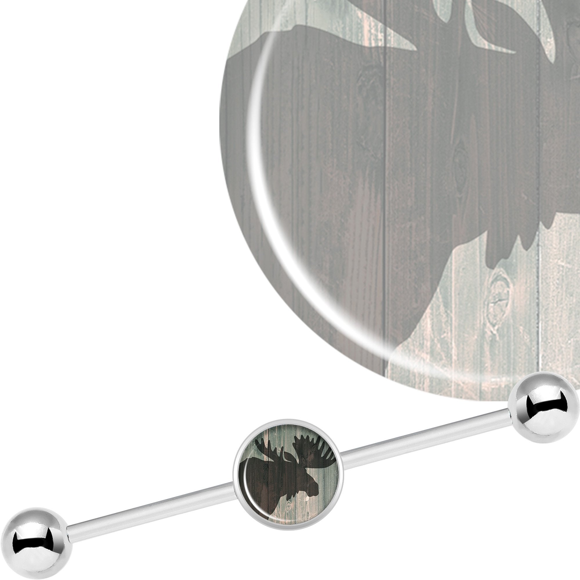 14G Holiday Rustic Wood Moose Industrial Barbell 37mm