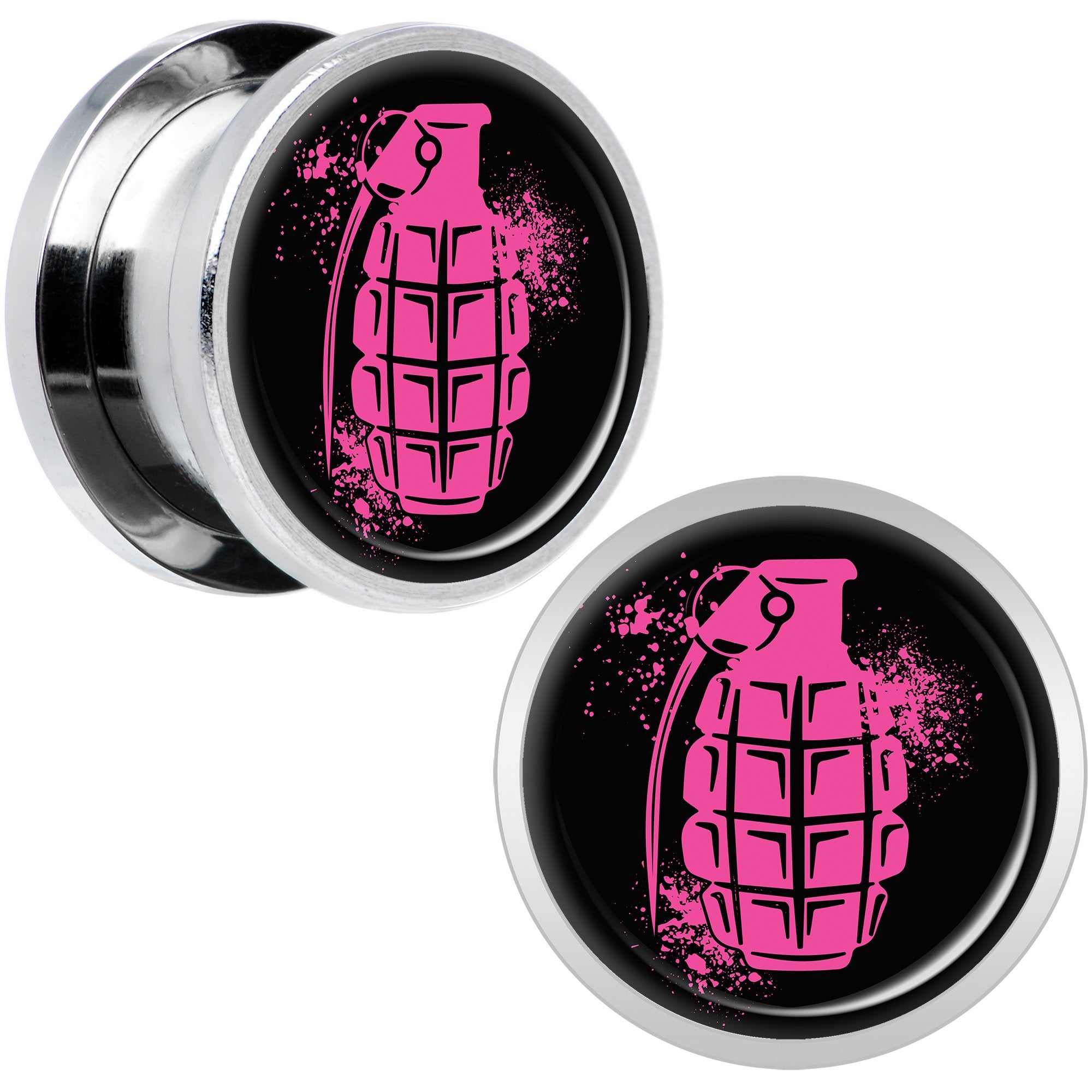 Pink Grenade Steel Screw Fit Plug Set 9/16