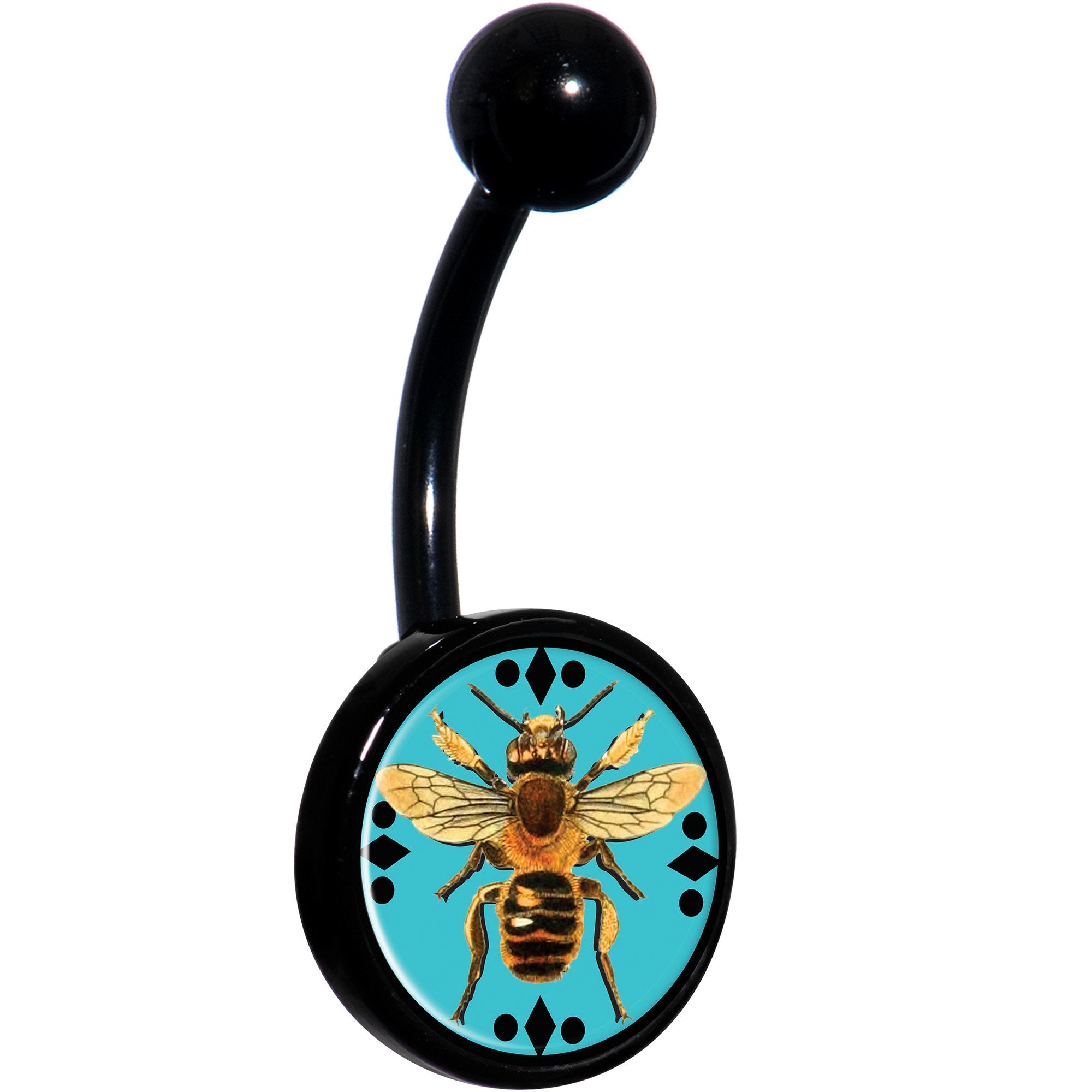 Buzzing Bumble Bee Black Hypoallergenic Stainless Steel Belly Ring