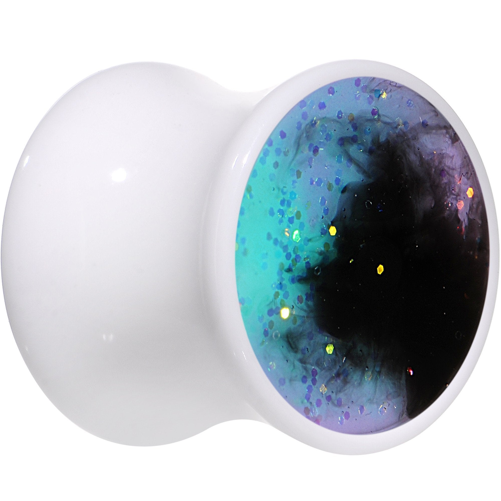 Deep Space Galaxy White Acrylic Saddle Plug Set Available Sizes 0G to 20mm