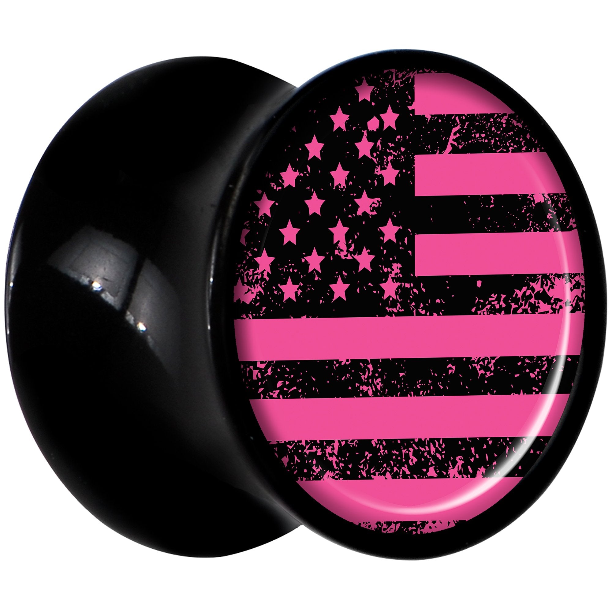 Black Acrylic Pink American Flag Saddle Plug Set 00G