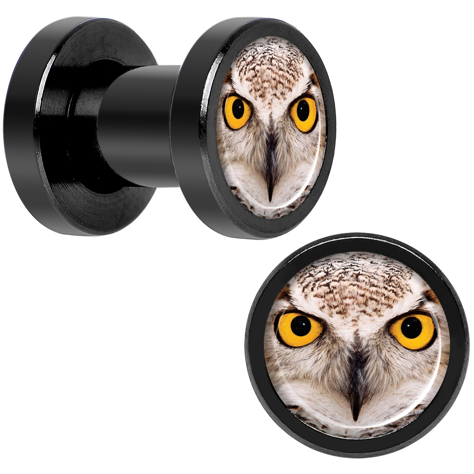 Full Color Owl Black Anodized Screw Fit Plug Set 4G