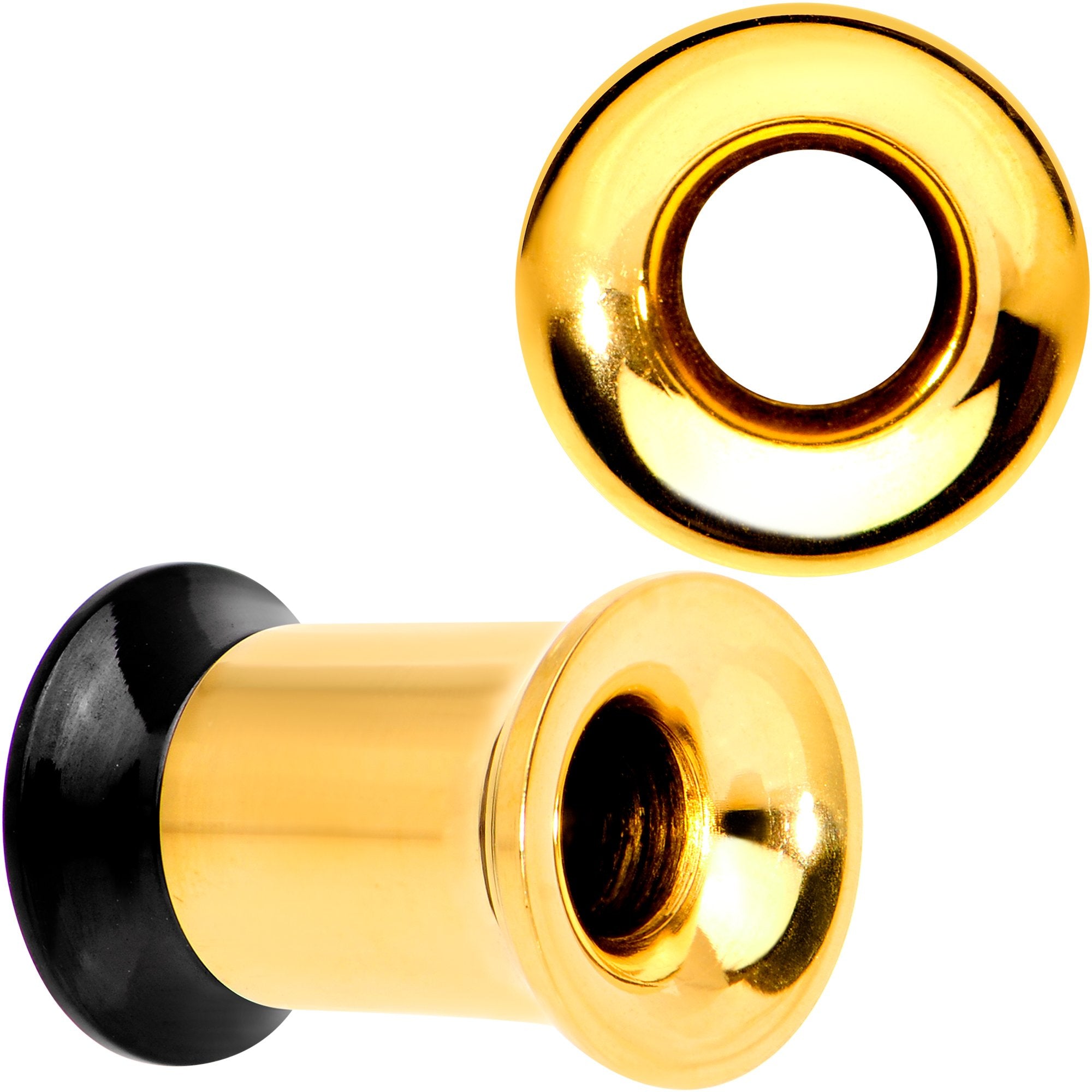 Gold PVD Black Two Tone Screw Fit Tunnel Plug Set 3mm to 16mm