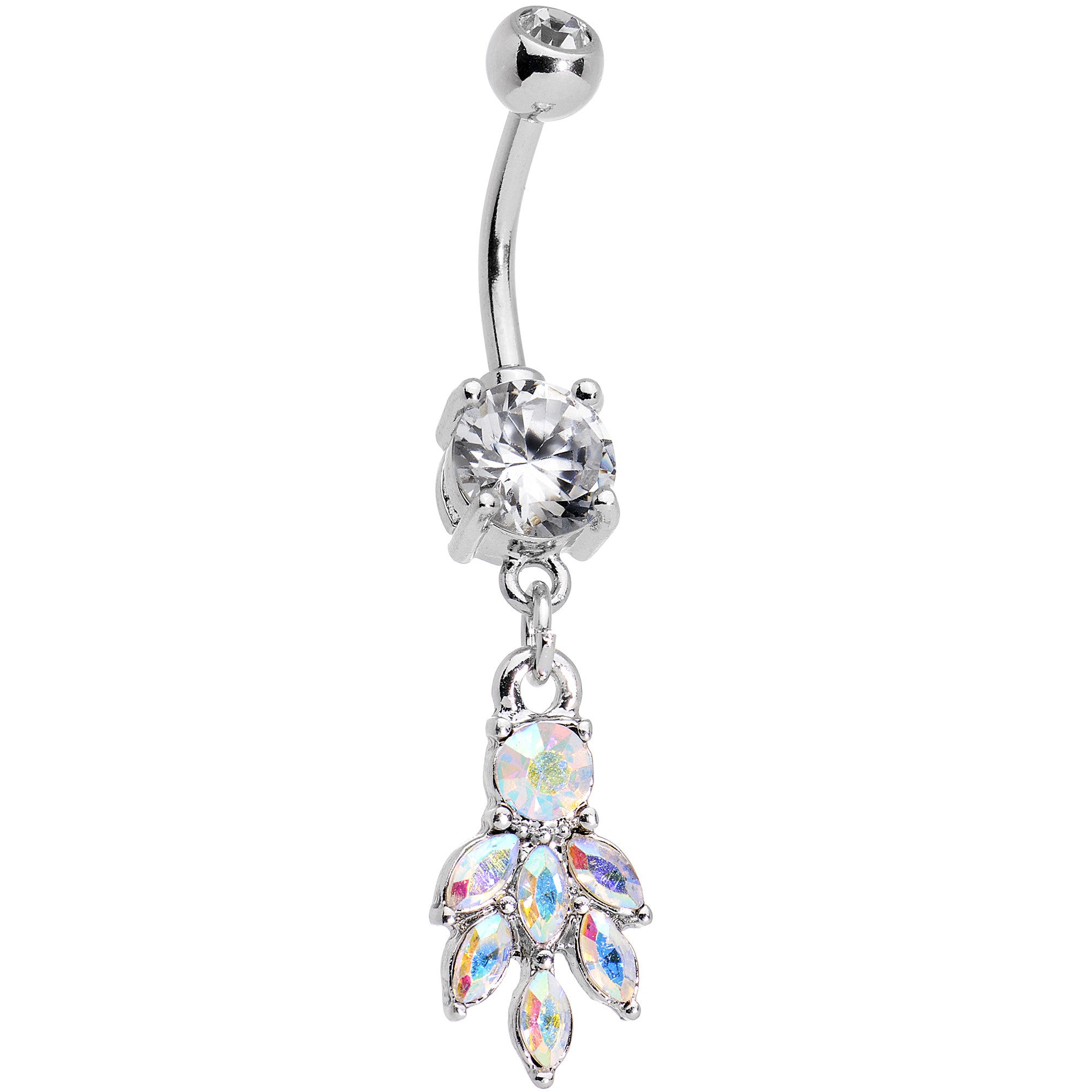 Clear Aurora Gem Mini Chandelier Dangle Belly Ring