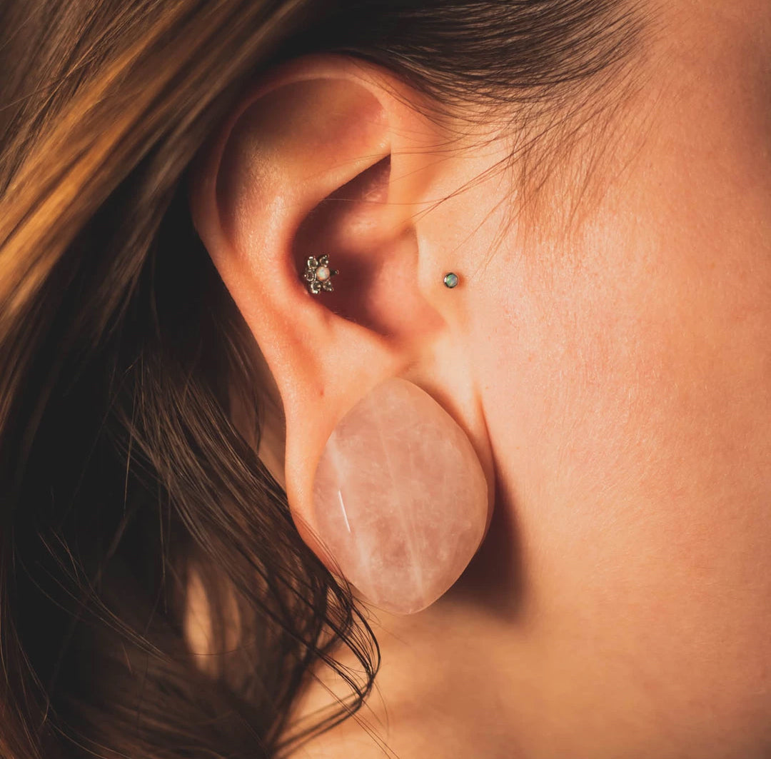 Pressure earring Keloid CZ diamond crystal or druzy, Mens earrings