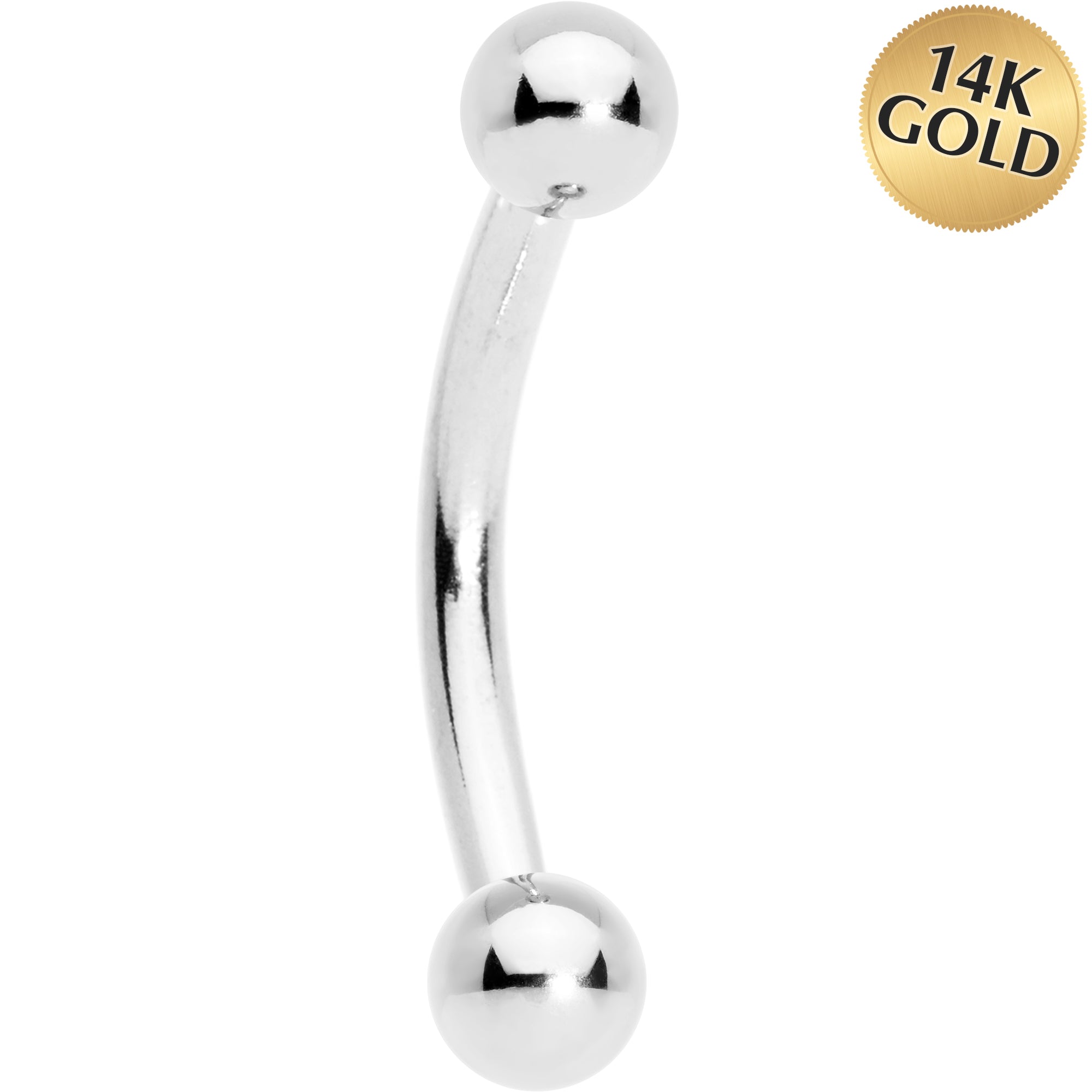Solid 14k White Gold Ball Eyebrow Ring 16G 5/16 3mm