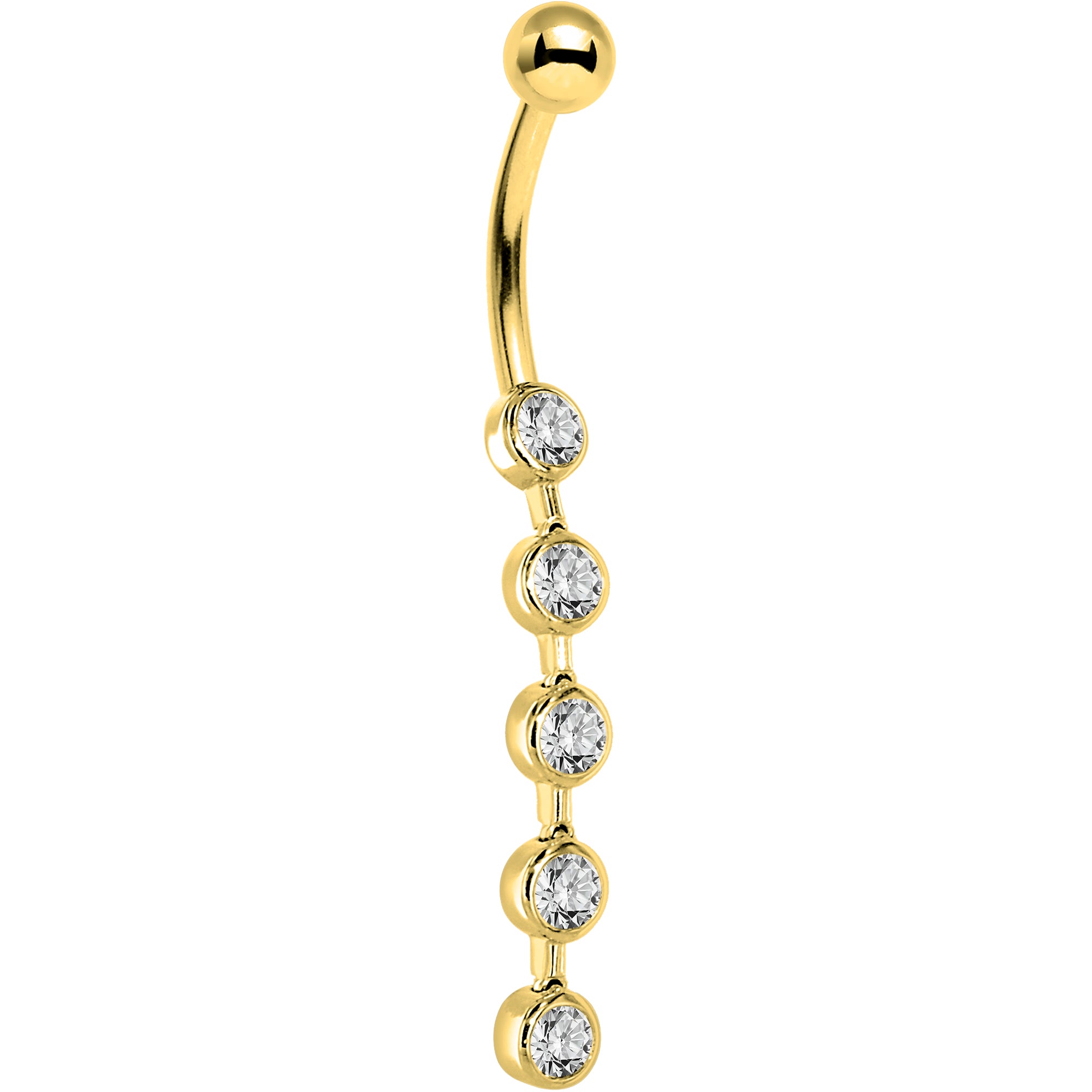 16G Solid 14K Yellow Gold Paragon Cubic Zirconia Drop Belly Ring
