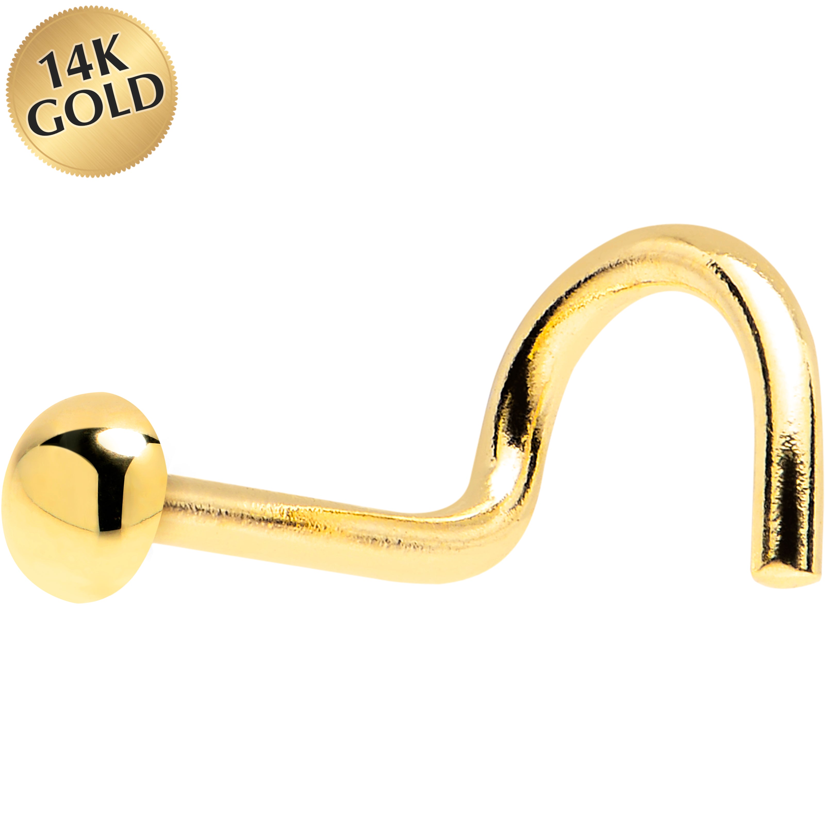 Solid 14K Yellow Gold Dome Nose Ring
