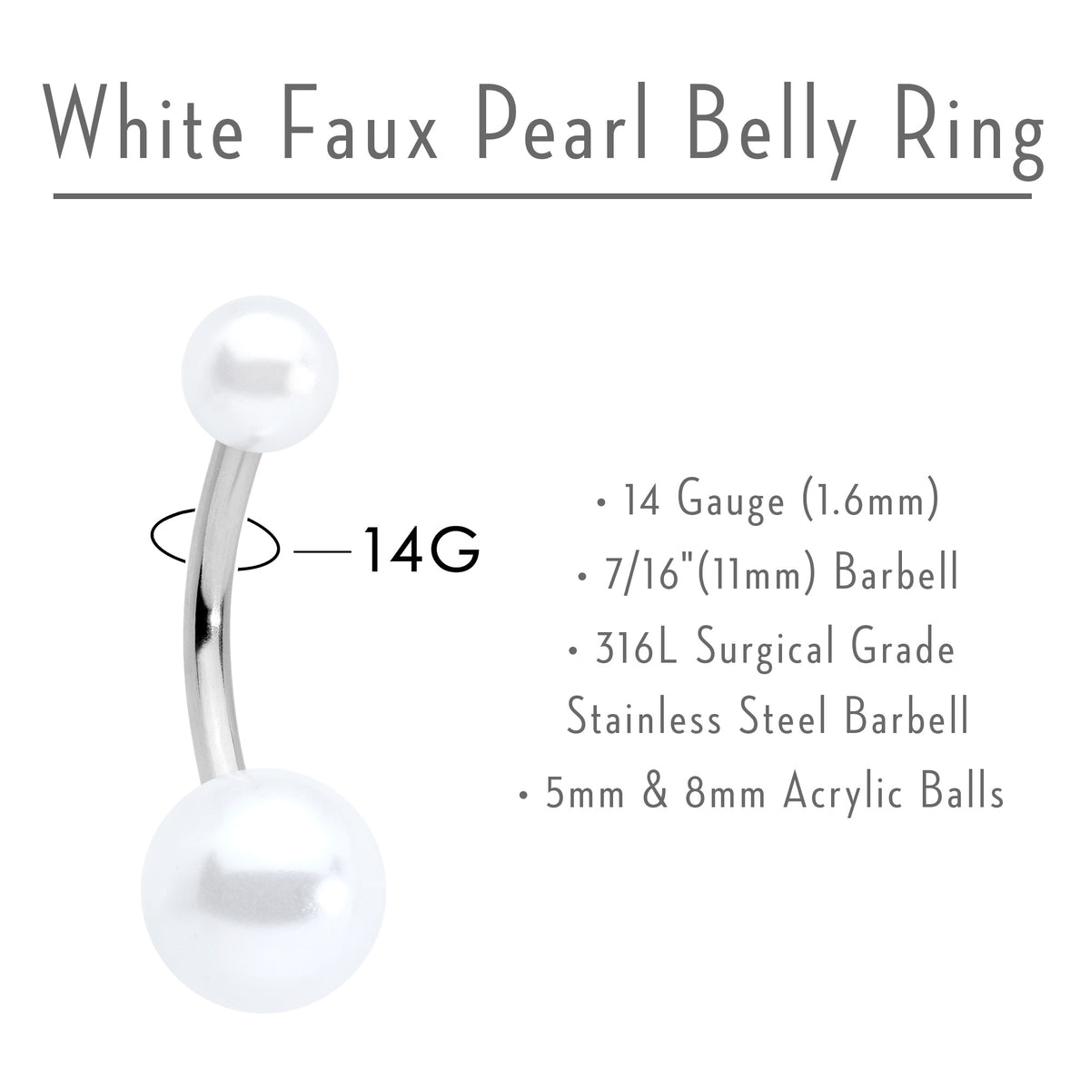 White Faux Pearl Belly Ring