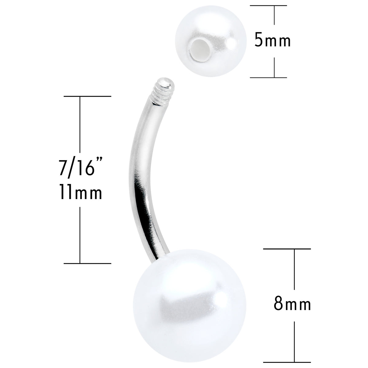 White Faux Pearl Belly Ring