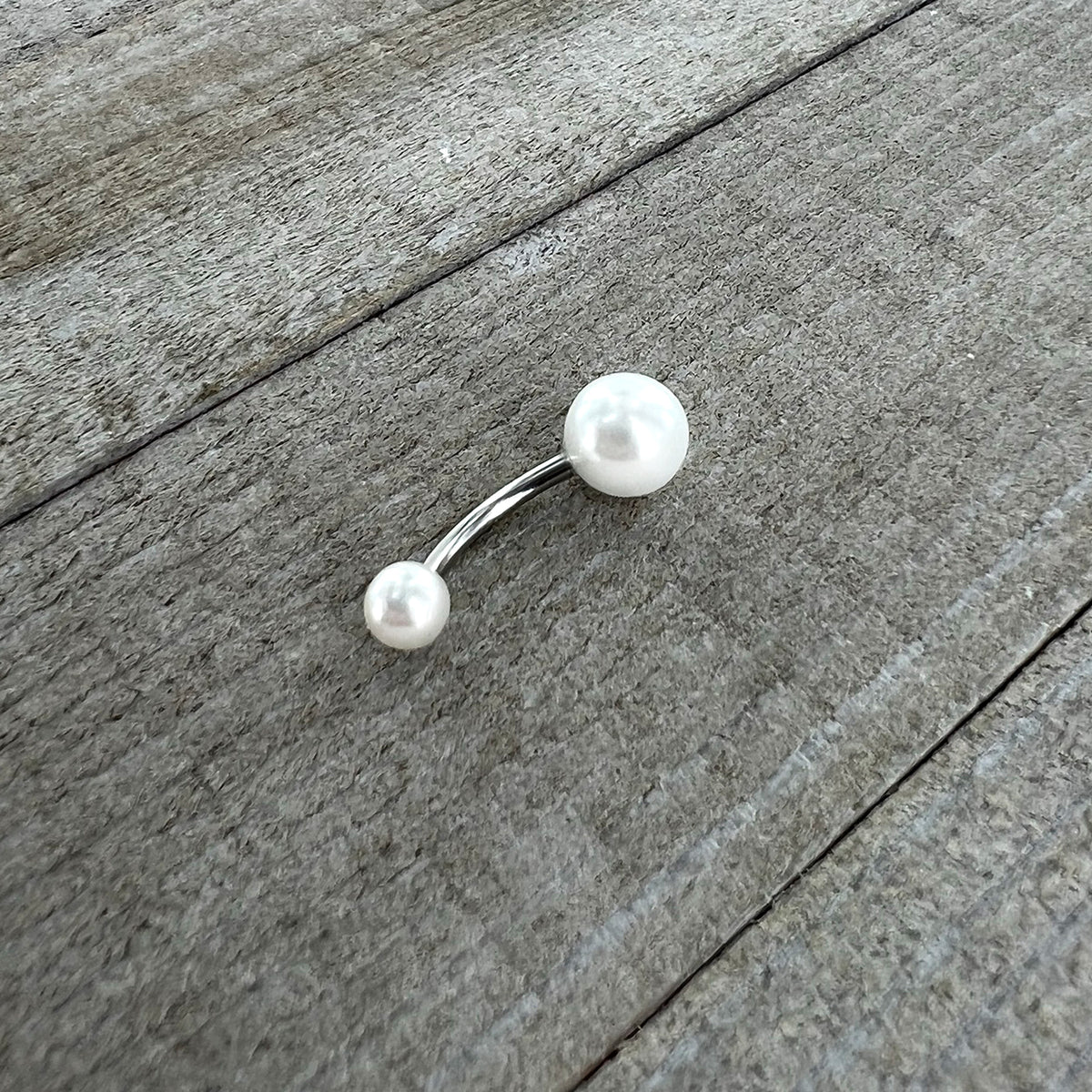 White Faux Pearl Belly Ring