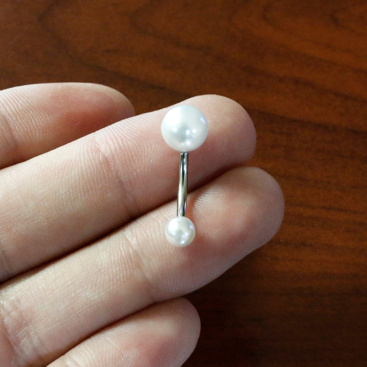 White Faux Pearl Belly Ring