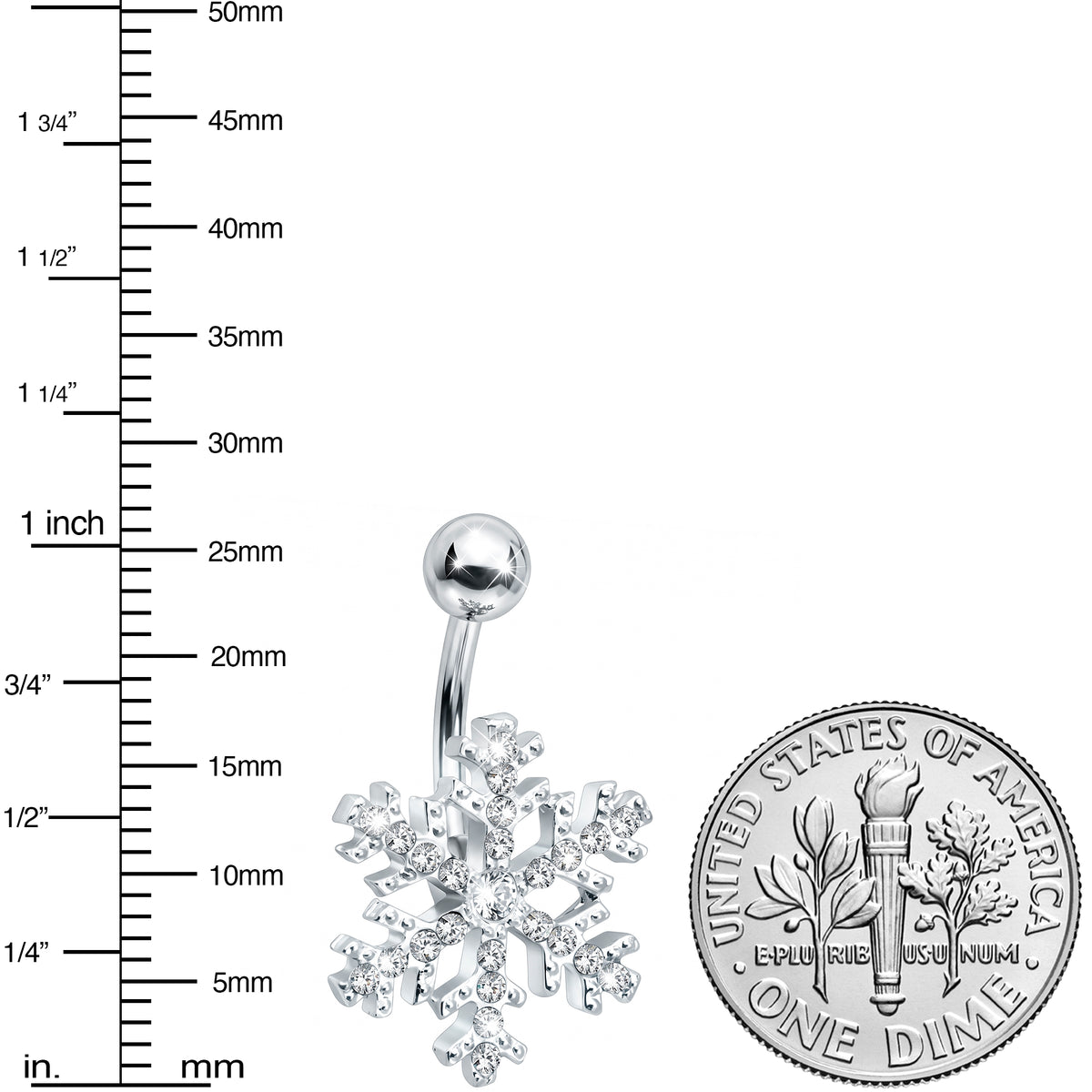 Crystalline Gem Snowflake Belly Ring